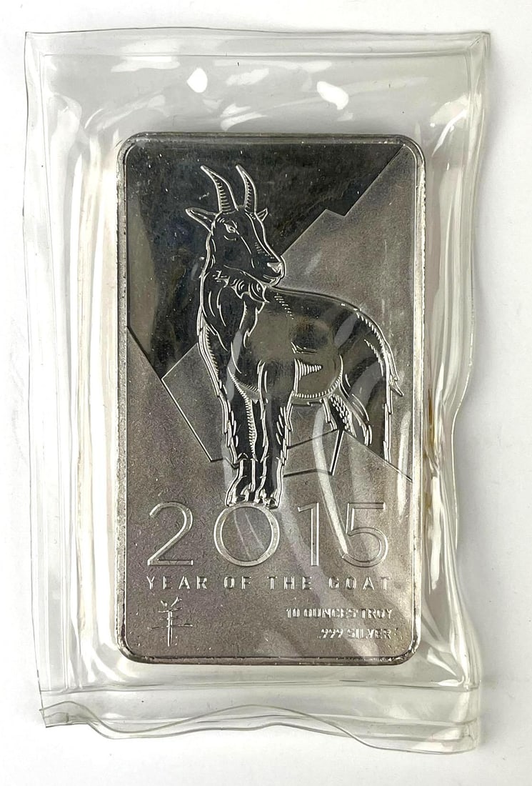 2015 Year of the Goat 10 oz .999 Silver Ingot/ Bar: 2015 Year of the Goat 10 oz .999 Silver Ingot/ Bar