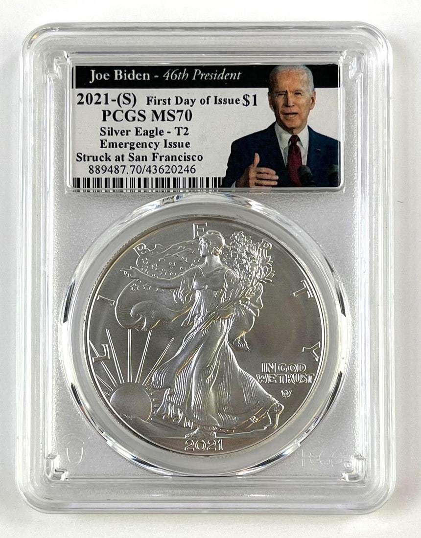 2021 (S) American Silver Eagle First Day of Issue PCGS MS70 T-2 Emergency Issue 1 oz .999 fine (1 of 2)