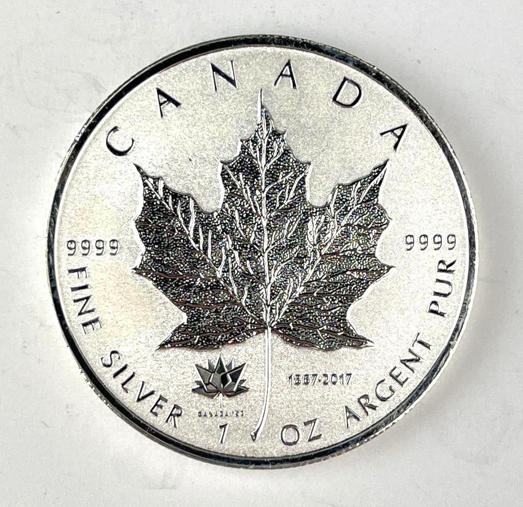2017 Canada $5 REVERSE PROOF Maple Leaf with 150TH ANNIVERSARY Maple Leaf Privy 1 oz 9999 Fine (1 of 2)