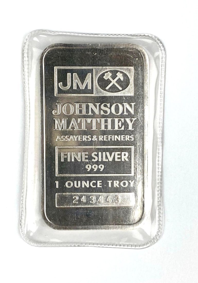 Johnson Matthey 1 oz .999 Fine Silver Ingot/ Bar (1 of 2)