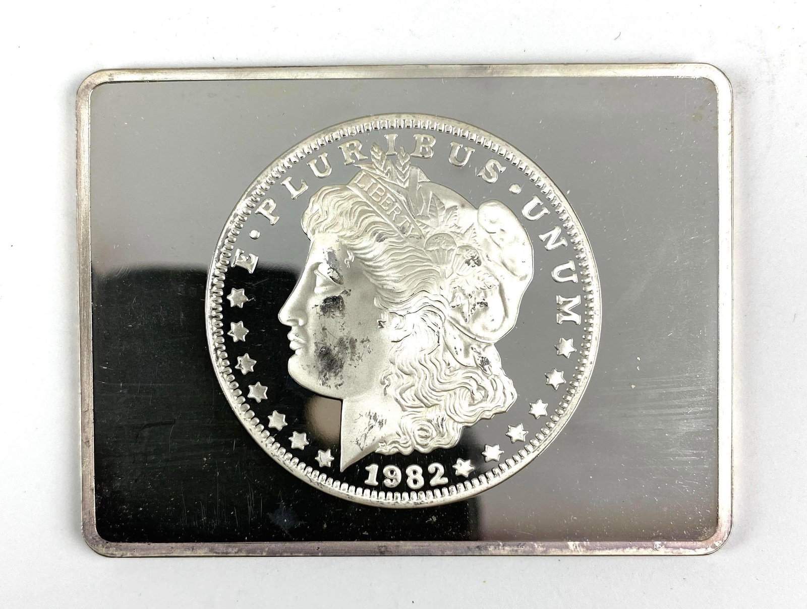 SUPER RARE 1982 Morgan Design 2 oz .999 Silver Ingot/ Bar: 1982 Morgan Design 2 oz .999 Silver Ingot/ Bar