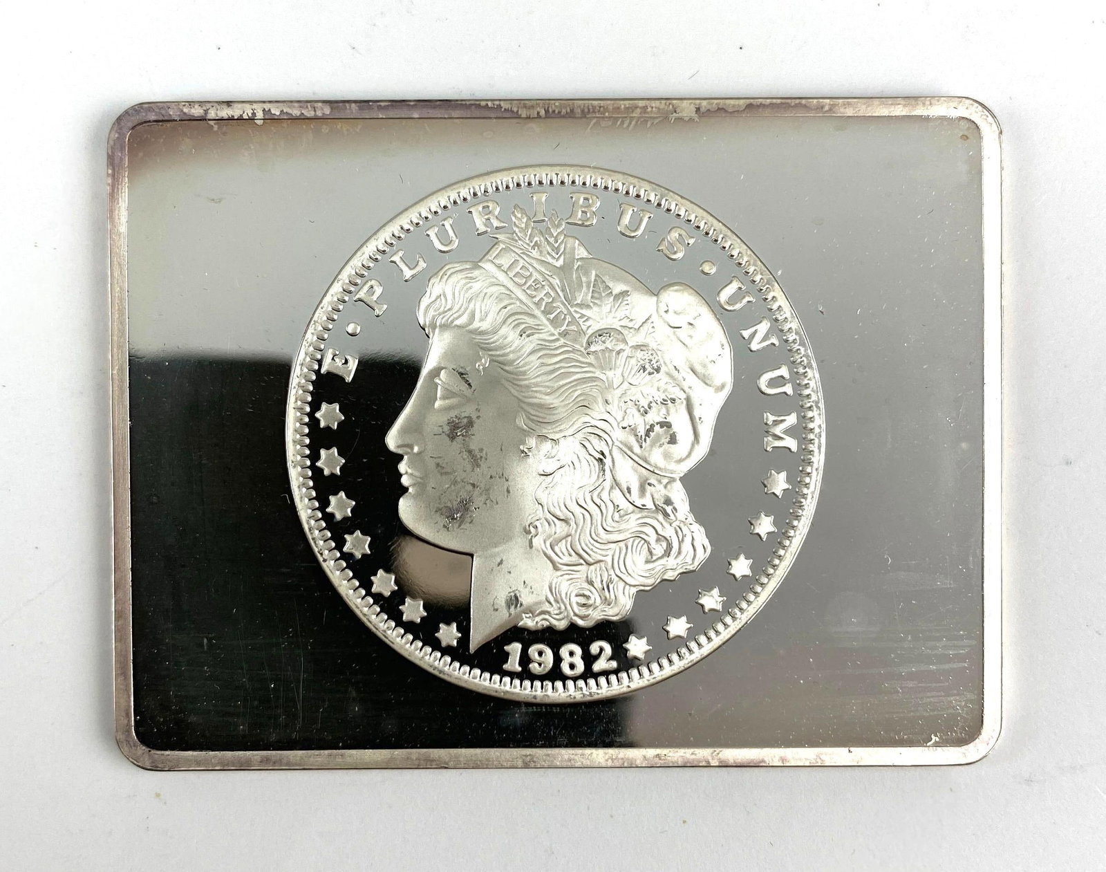 SUPER RARE 1982 Morgan Design 2 oz .999 Silver Ingot/ Bar: 1982 Morgan Design 2 oz .999 Silver Ingot/ Bar