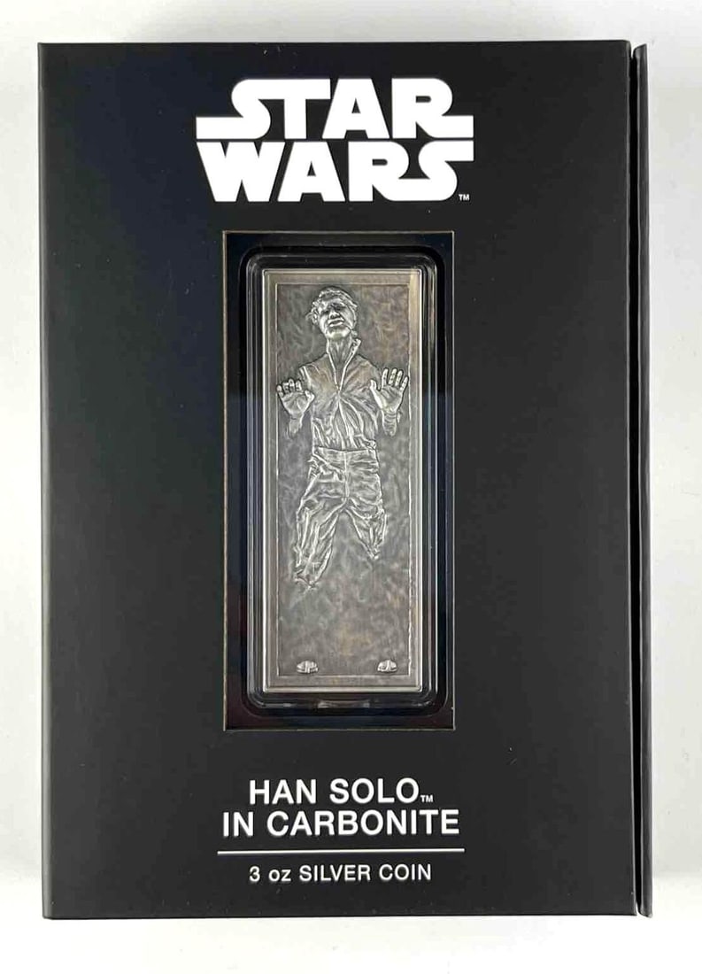 2022 New Zealand Mint Star Wars Han Solo in Carbonite 3 oz .999 Fine Silver Bar/Coin: Mintage 5000