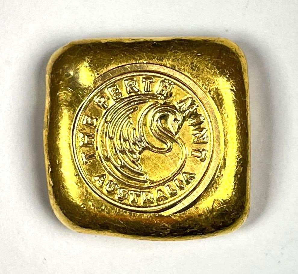 RARE BUTTON The Perth Mint Swan 1 oz 9999 Fine Gold Ingot/ Bar (1 of 2)