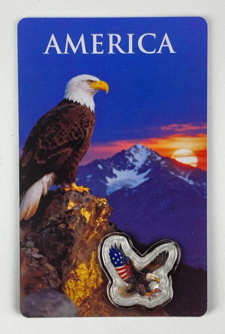 America Colorized Bald Eagle 1 Gram .999 Fine Silver Ingot/ Bar: Mintage of only 5000!!