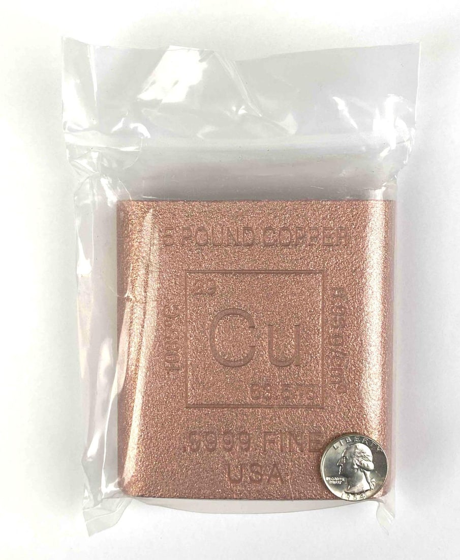 Copper Element Square Design 5 pound .9999 Fine Copper Ingot/ Bar: Quarter not included, used for size comparison.
