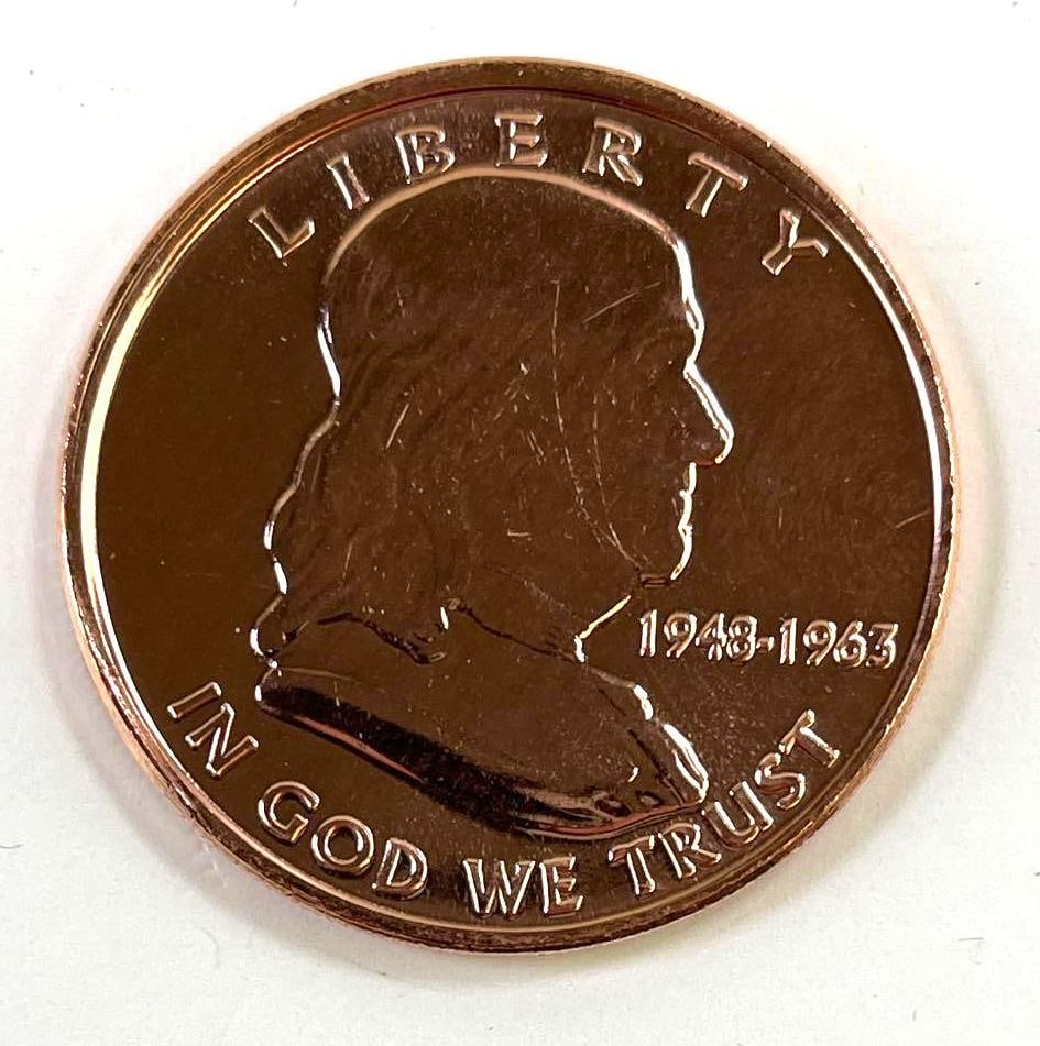 Benjamin Franklin Liberty 1 oz .999 Fine Copper Round USA Eagle Design (1 of 2)