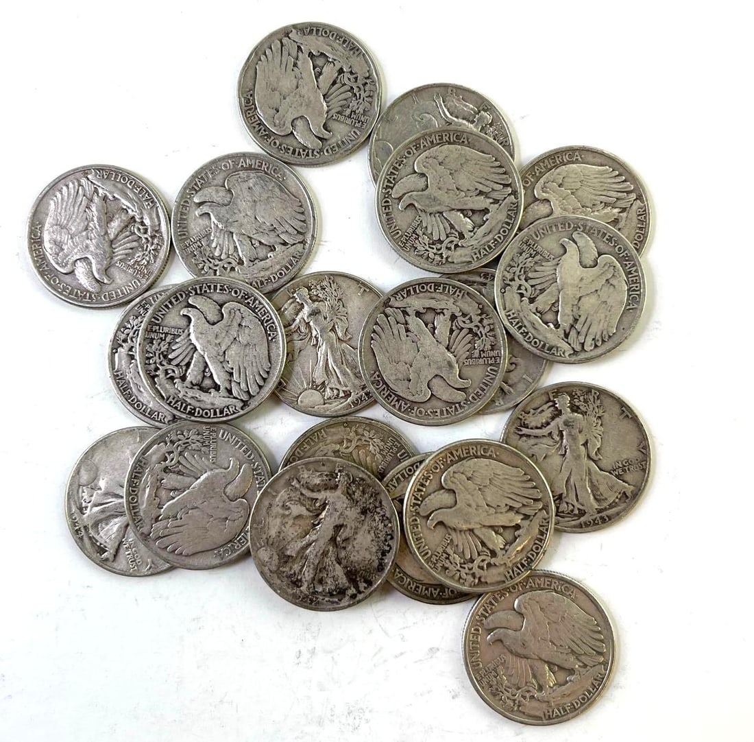 Group of 20 US Walking Liberty Silver Half Dollars (1 of 1)