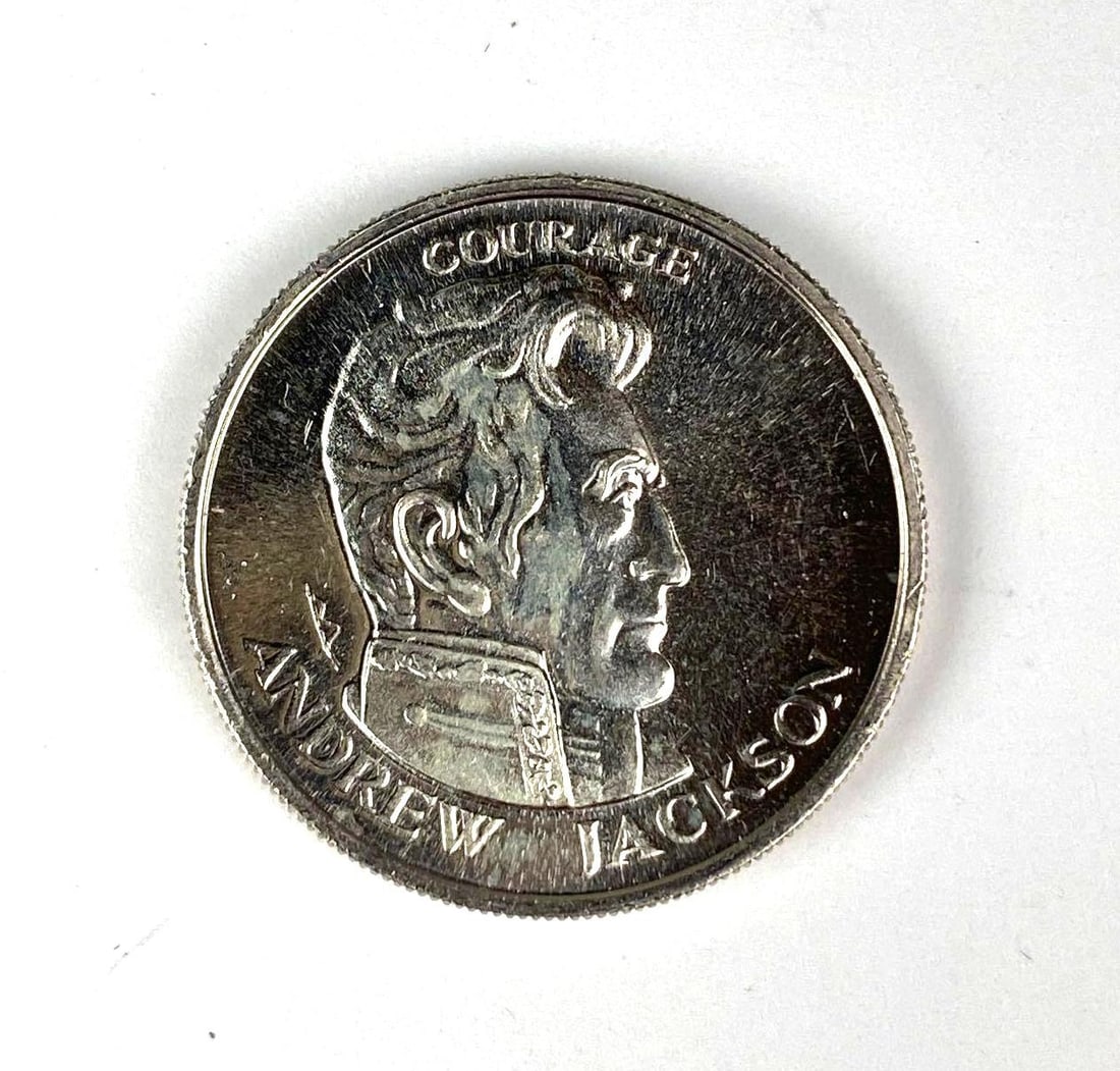 HTF 1980 Liberty Lobby Andrew Jackson 1 /2 oz 240 Grains .999 Silver Round (1 of 2)