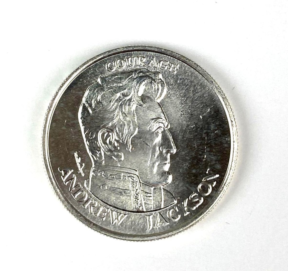 HTF 1980 Liberty Lobby Andrew Jackson 1 /2 oz 240 Grains .999 Silver Round (1 of 2)