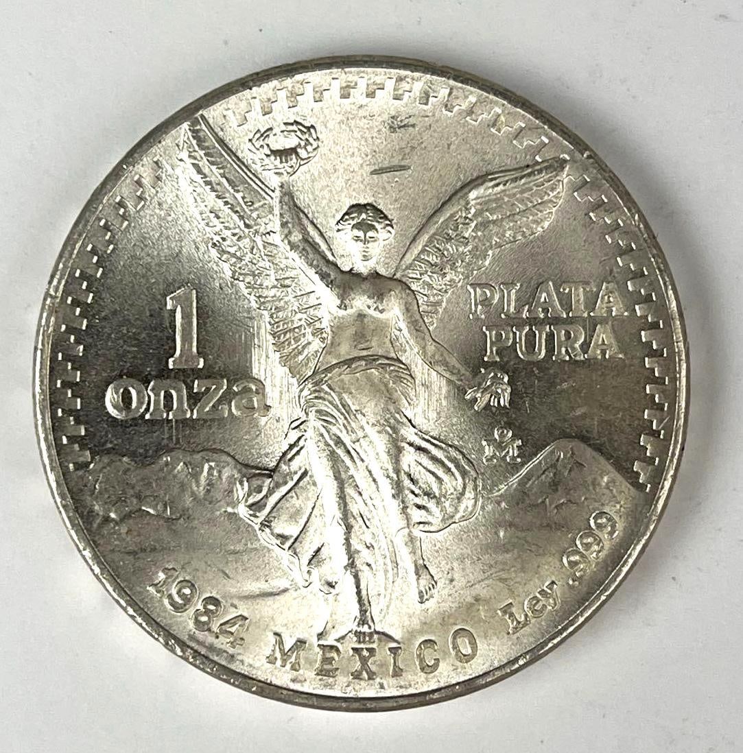 1984 Mexico Libertad 1 Onza 1 oz .999 Fine Silver Round: 1984 Mexico Libertad 1 Onza 1 oz .999 Fine Silver Round