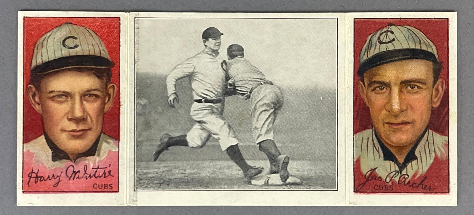 1912 - T202 Hassan-Triple Folder Chicago Cubs McIntire, Chance, and Archer (1 of 2)