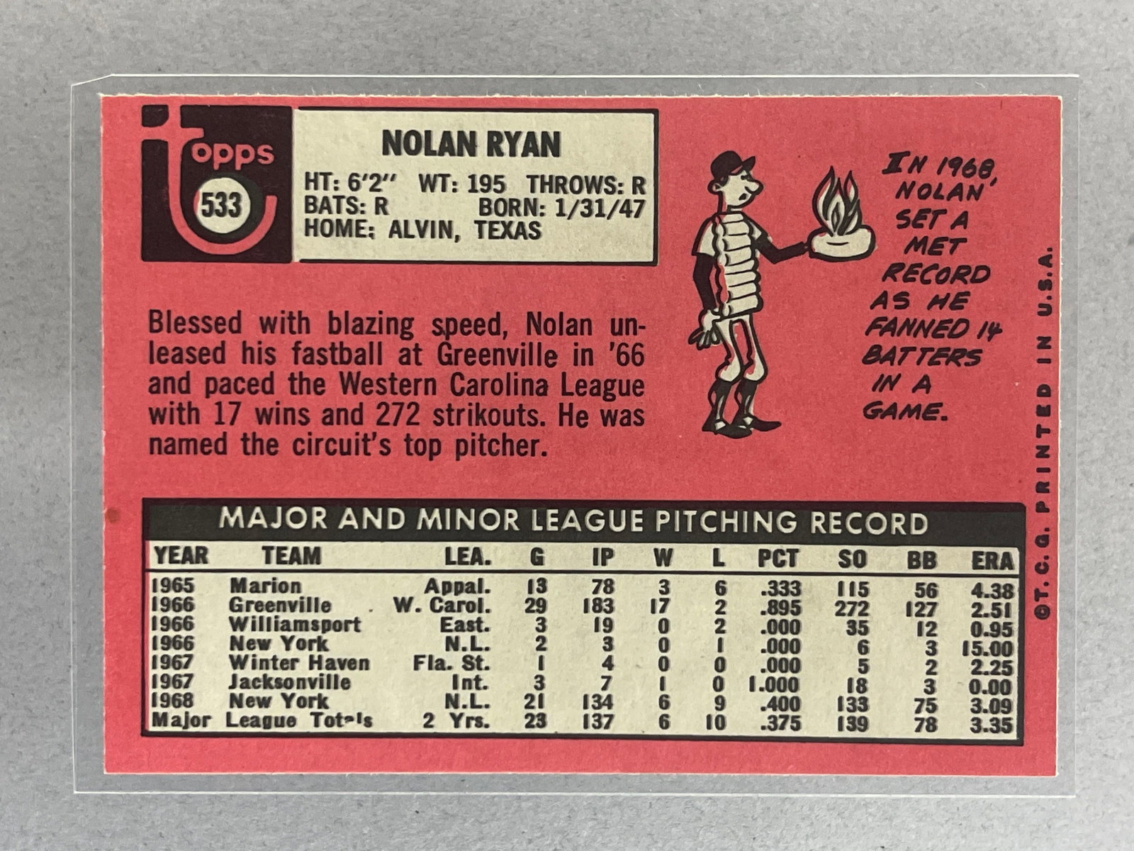 1969 Topps Nolan Ryan #533 - 2