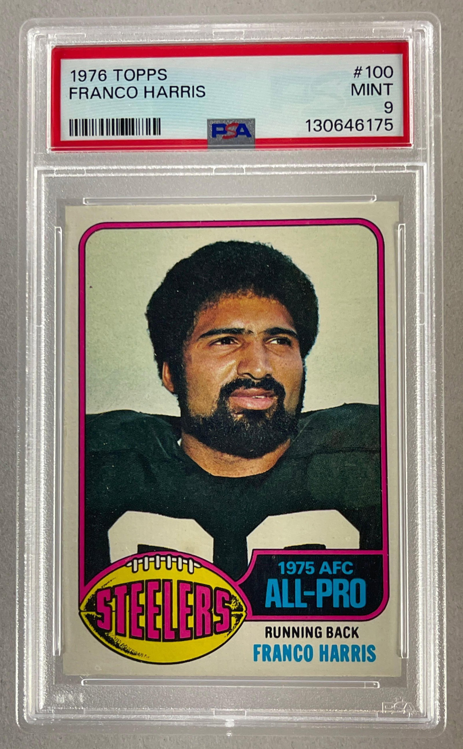 1976 Topps Franco Harris #100 PSA 9: 1976 Topps Franco Harris #100 PSA 9, Newly Graded