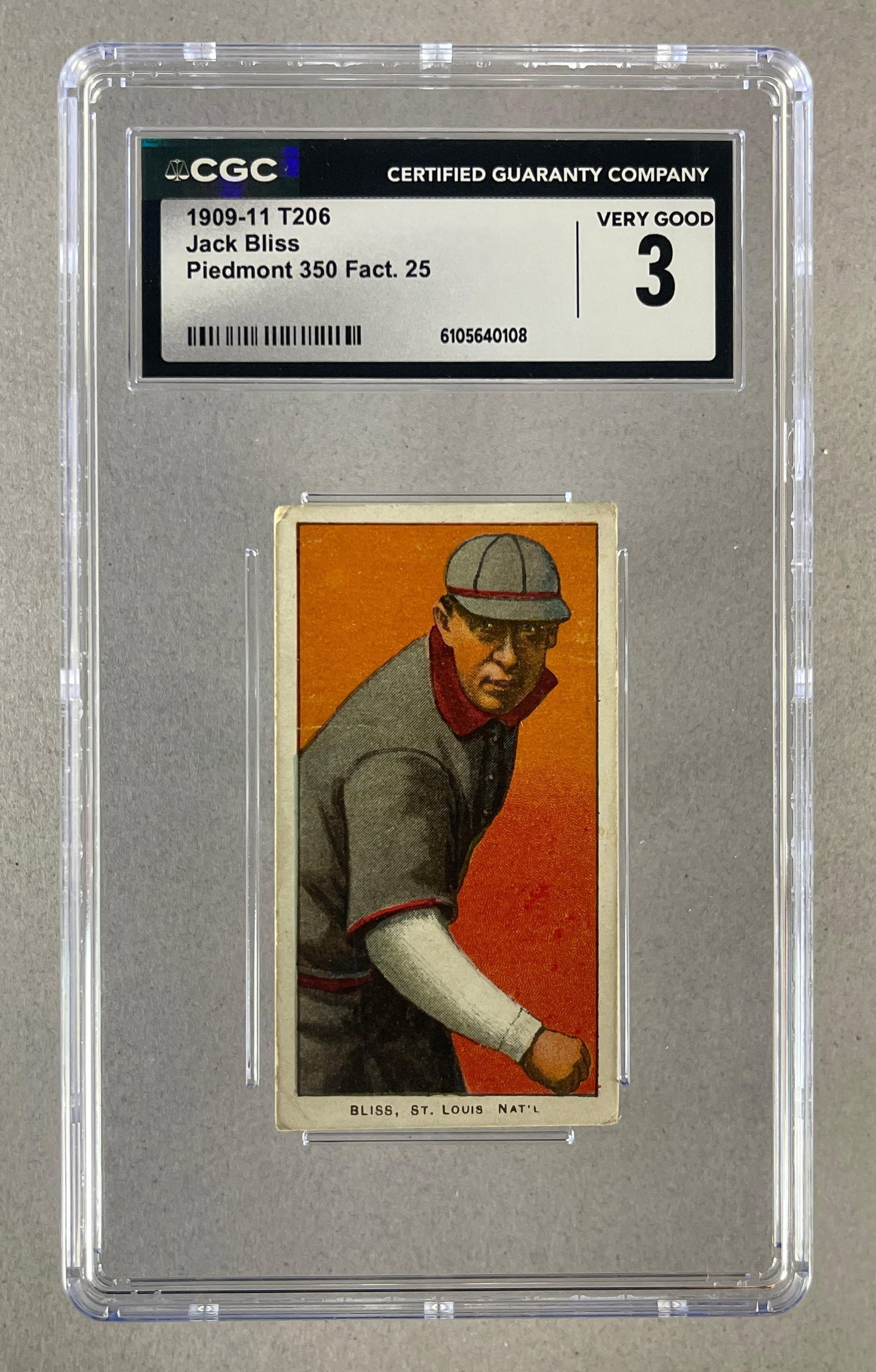 1909 - 11 T206 Jack Bliss Piedmont 350/25 CGC 3 (1 of 2)
