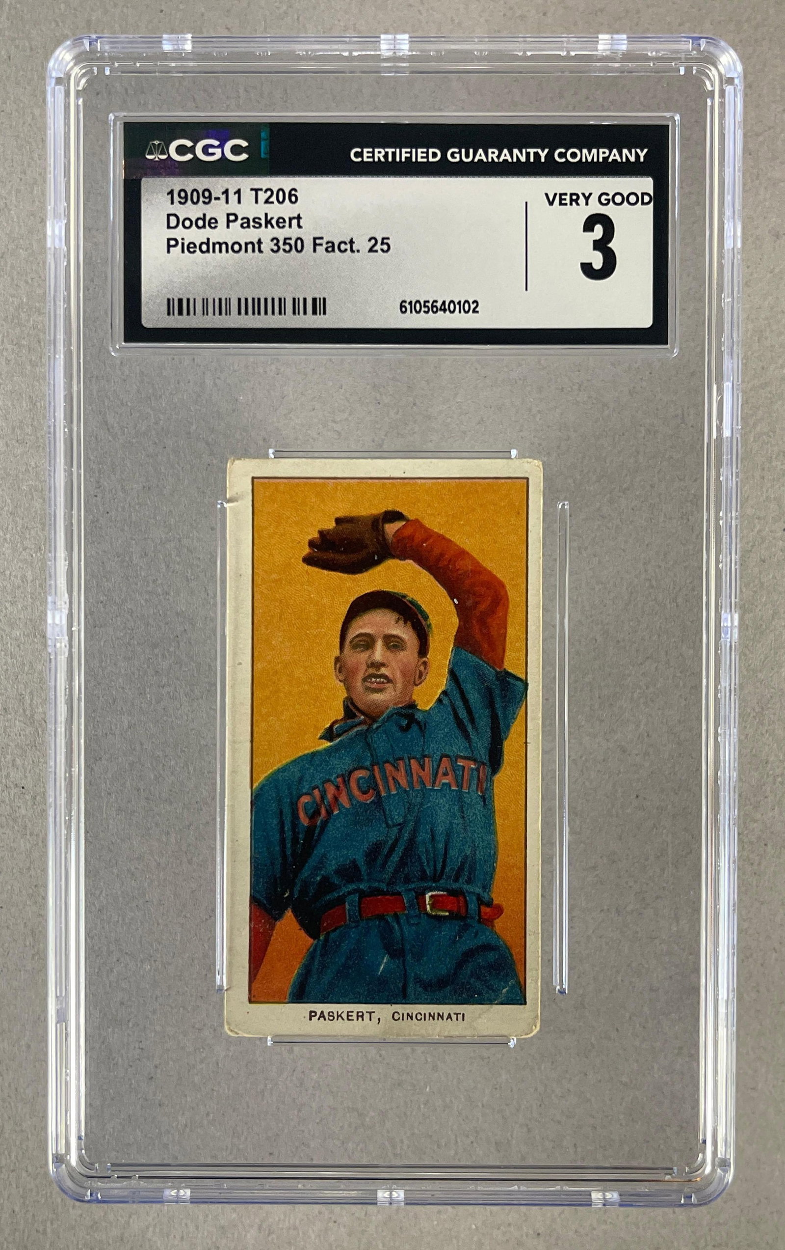 1909 - 11 T206 Dode Paskert Piedmont 350/25 CGC 3 (1 of 2)