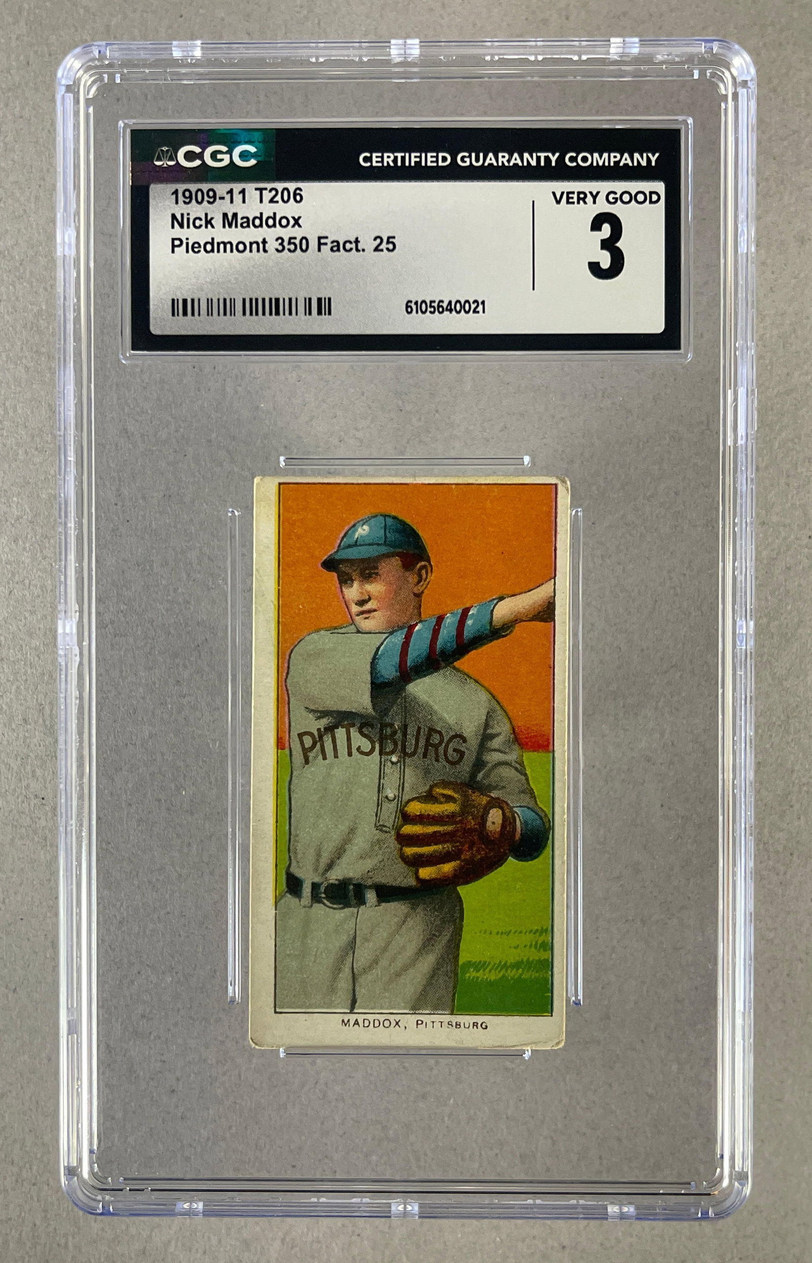 1909 - 11 T206 Nick Maddox Piedmont 350/25 CGC 3 (1 of 2)