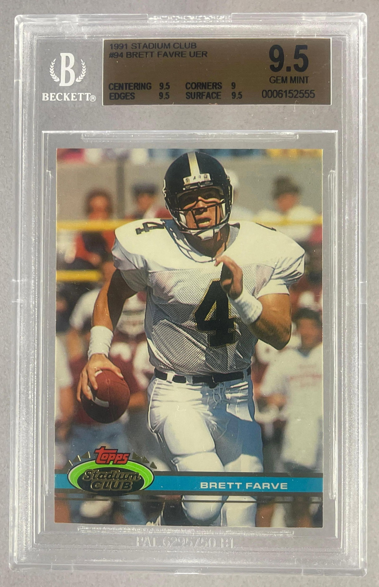 1991 Stadium Club Brett Favre #94 BGS 9.5 Error Rookie (1 of 2)