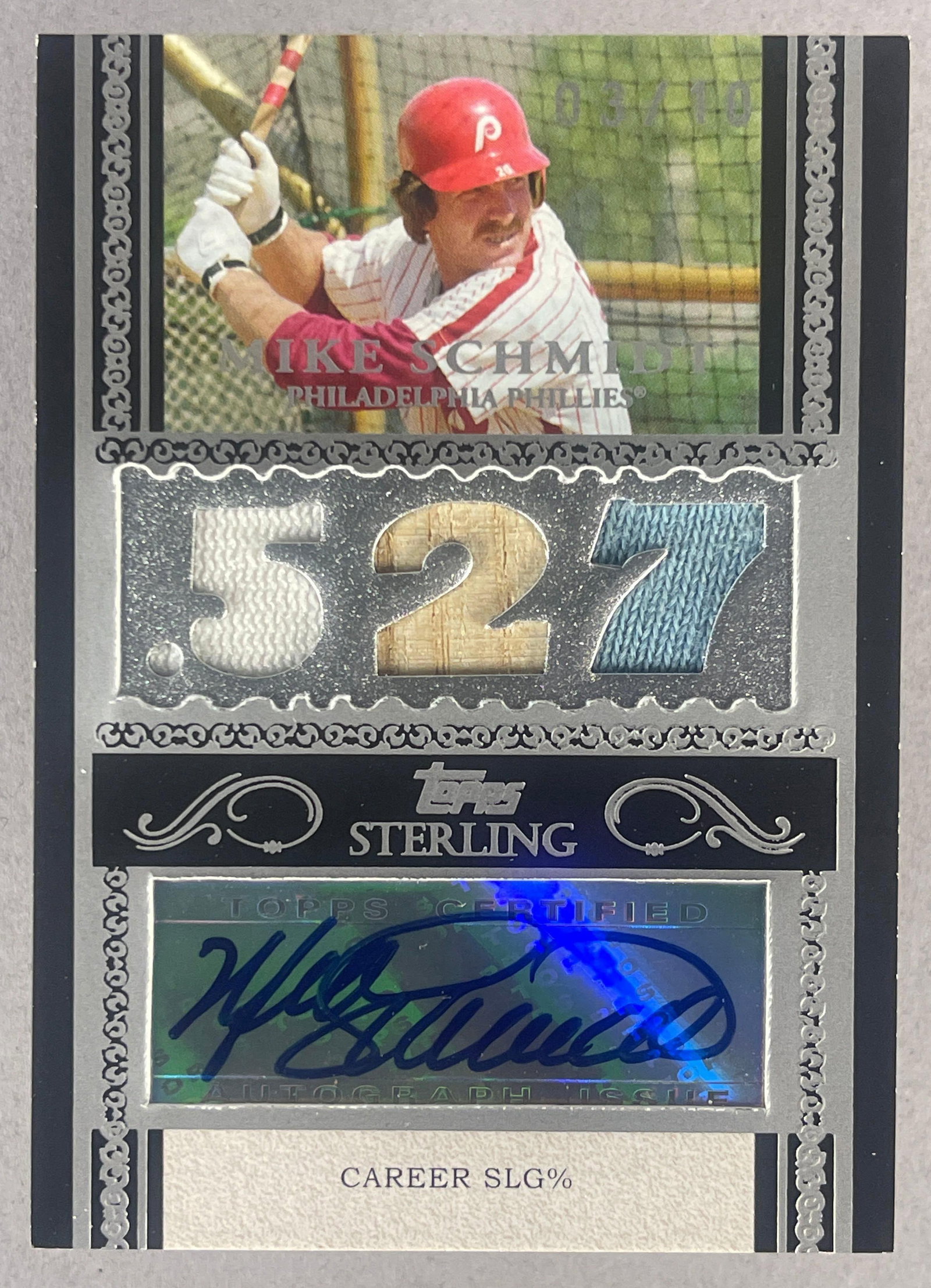 2007 Topps Sterling Triple Jersey Bat Auto Mike Schmidt 3/10 (1 of 2)