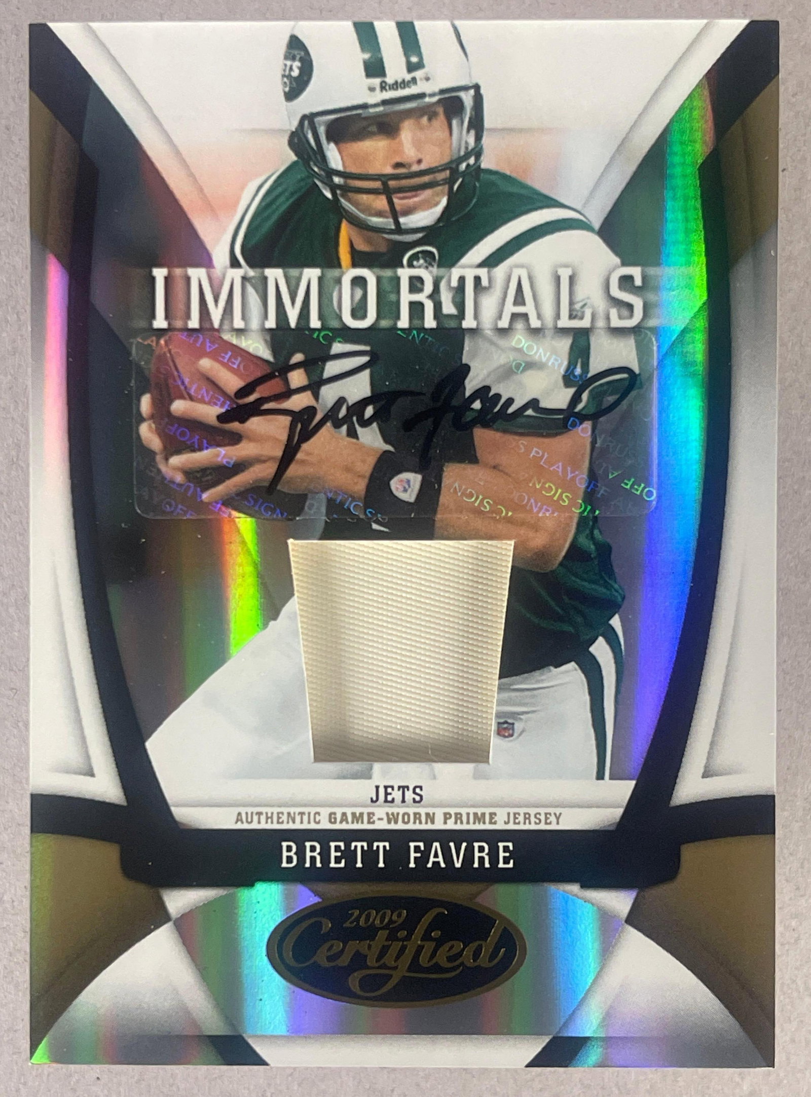 2009 Donruss Certified Immortals Mirror Gold Auto Jersey Brett Favre 14/25 (1 of 2)