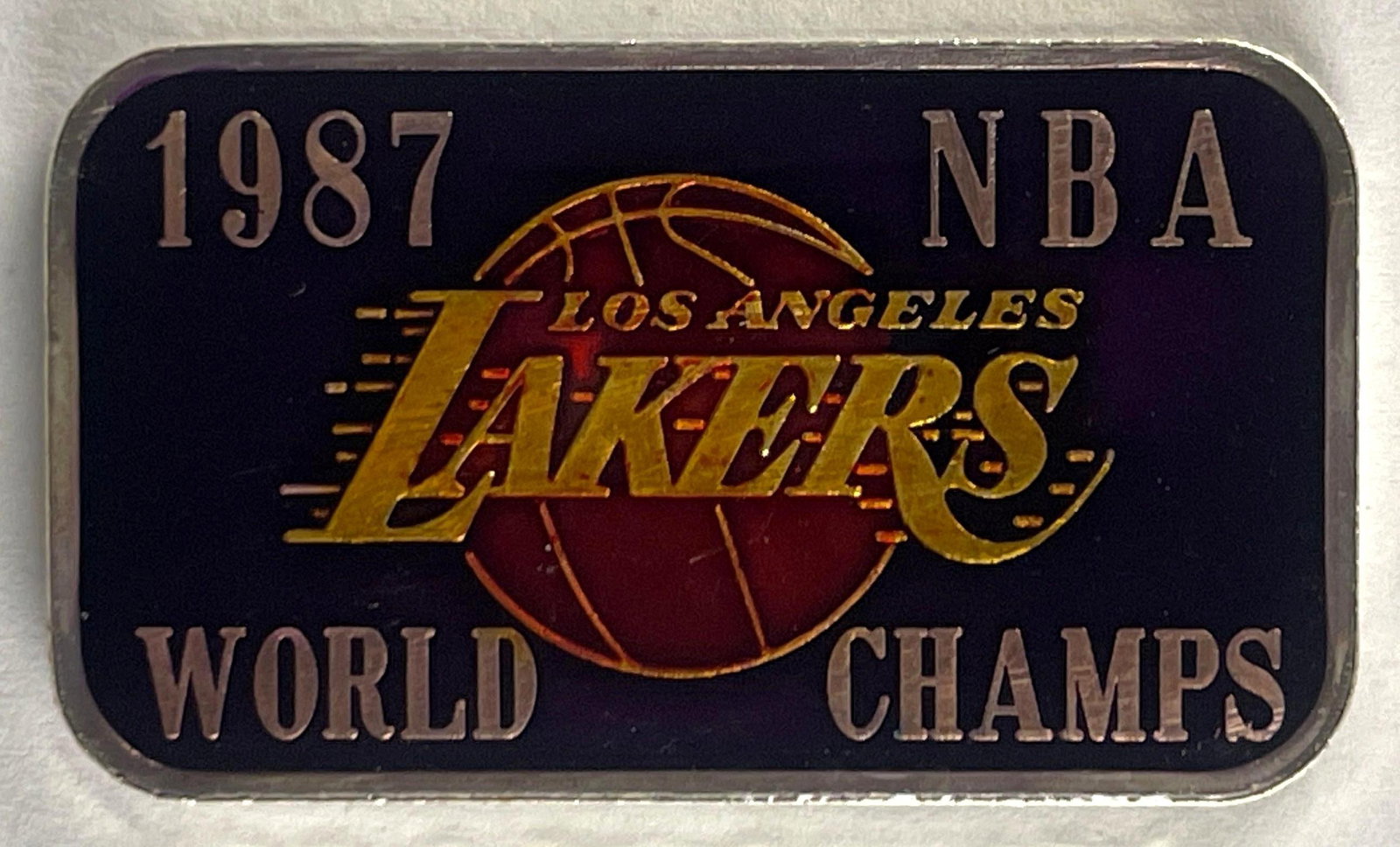 1987 Lakers NAB Champs Silver 1 oz .999 Enamel Ingot/ Bar, Serial Number 044: 1987 Lakers NAB Champs Silver 1 oz .999 Enamel Ingot/ Bar, Serial Number 044