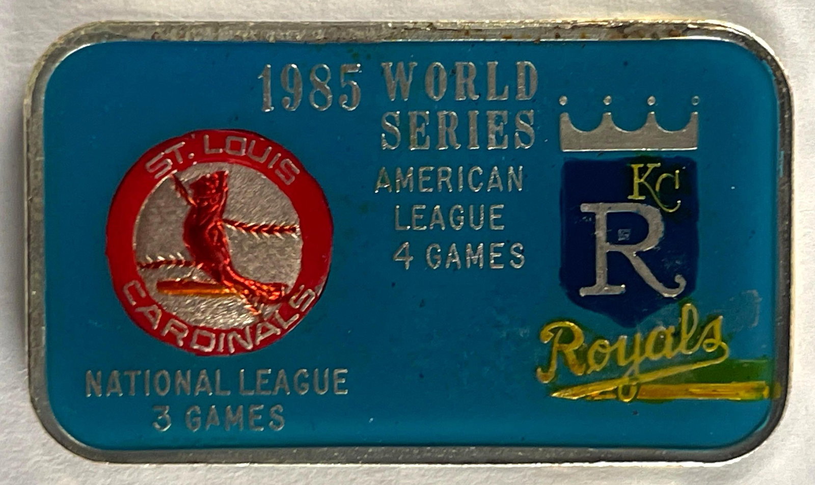 1985 Baseball World Series Silver 1 oz .999 Enamel Ingot/ Bar, Serial Number 086 (1 of 2)