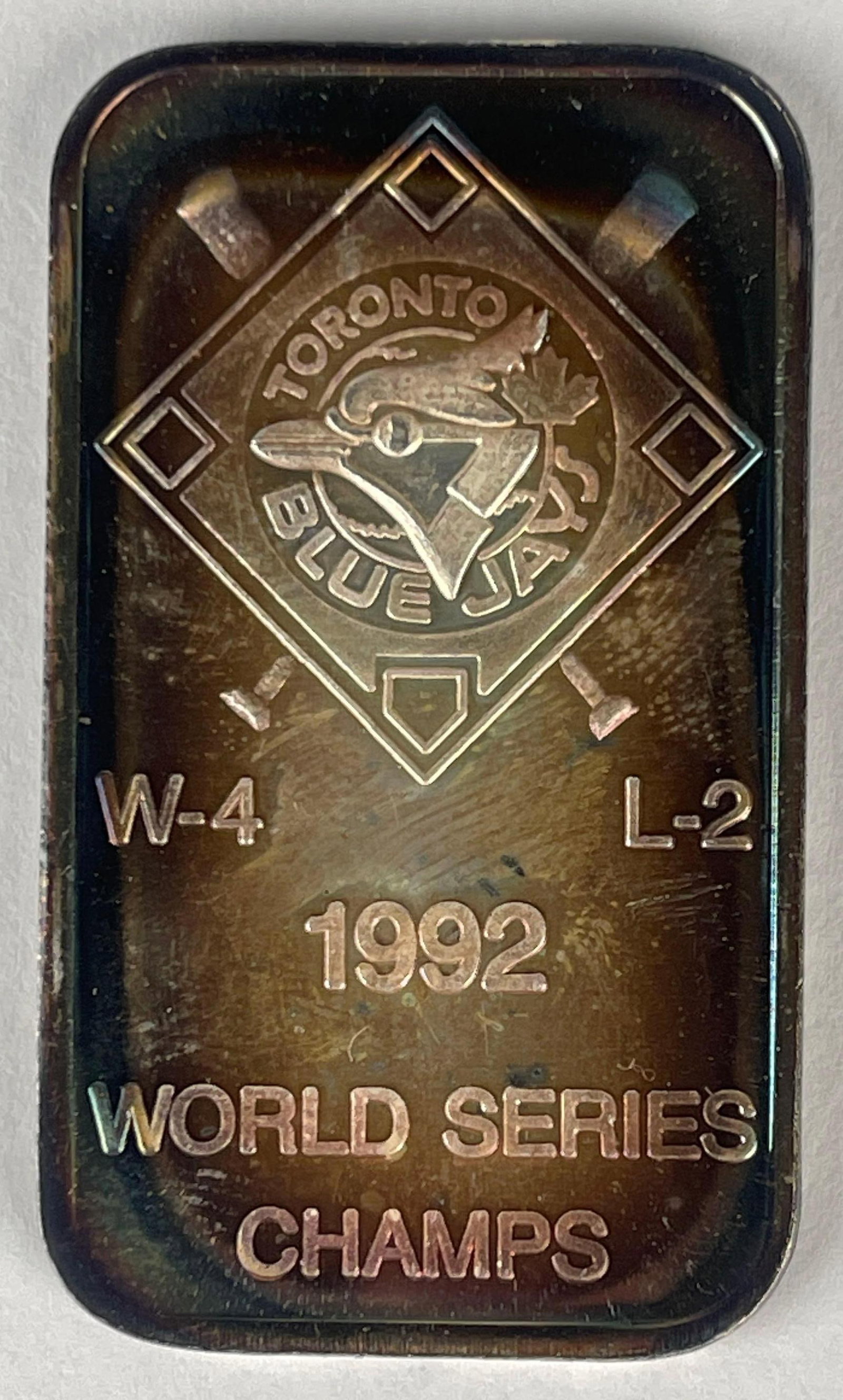 1992 Toronto Blue Jays World Series Champs Silver 1 oz .999 Enamel Ingot/ Bar (1 of 2)