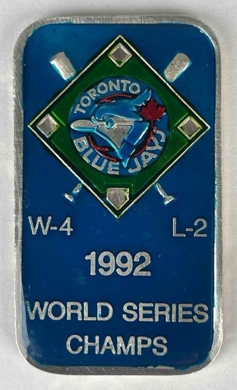 1992 Toronto Blue Jays World Series Champs Silver 1 oz .999 Enamel Ingot/ Bar, Serial Number 103: 1992 Toronto Blue Jays World Series Champs Silver 1 oz .999 Enamel Ingot/ Bar, Serial Number 103