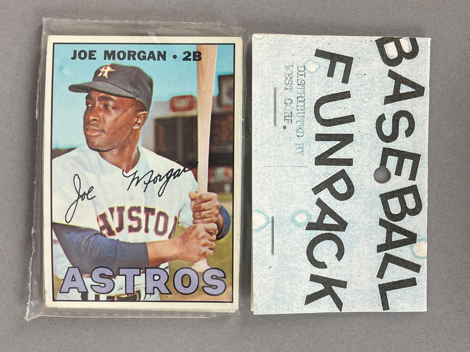 1967 Topps Baseball West Corps Cello Fun Pack with Joe Morgan on Top: 1967 Topps Baseball West Corps Cello Fun Pack Includes Joe Morgan on top,?10 - Cards per pack, West Corp was a repacking company in the 1970s
