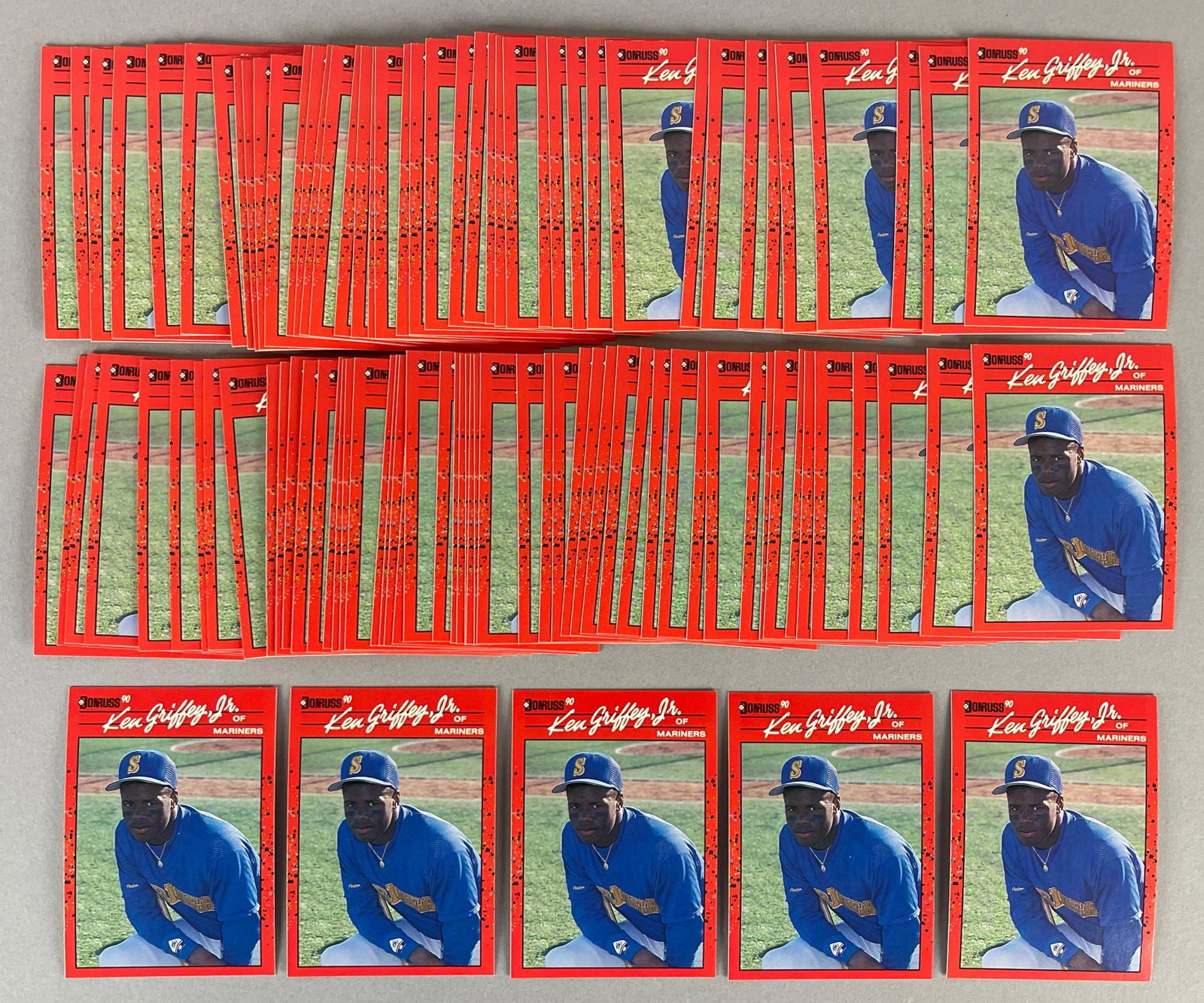 100 - 1990 Donruss Ken Griffey Jr. #365: Conditions vary, NMMT - Mint, Ready to Grade, Great dealer lot of 100 - 1990 Donruss Ken Griffey Jr. Cards