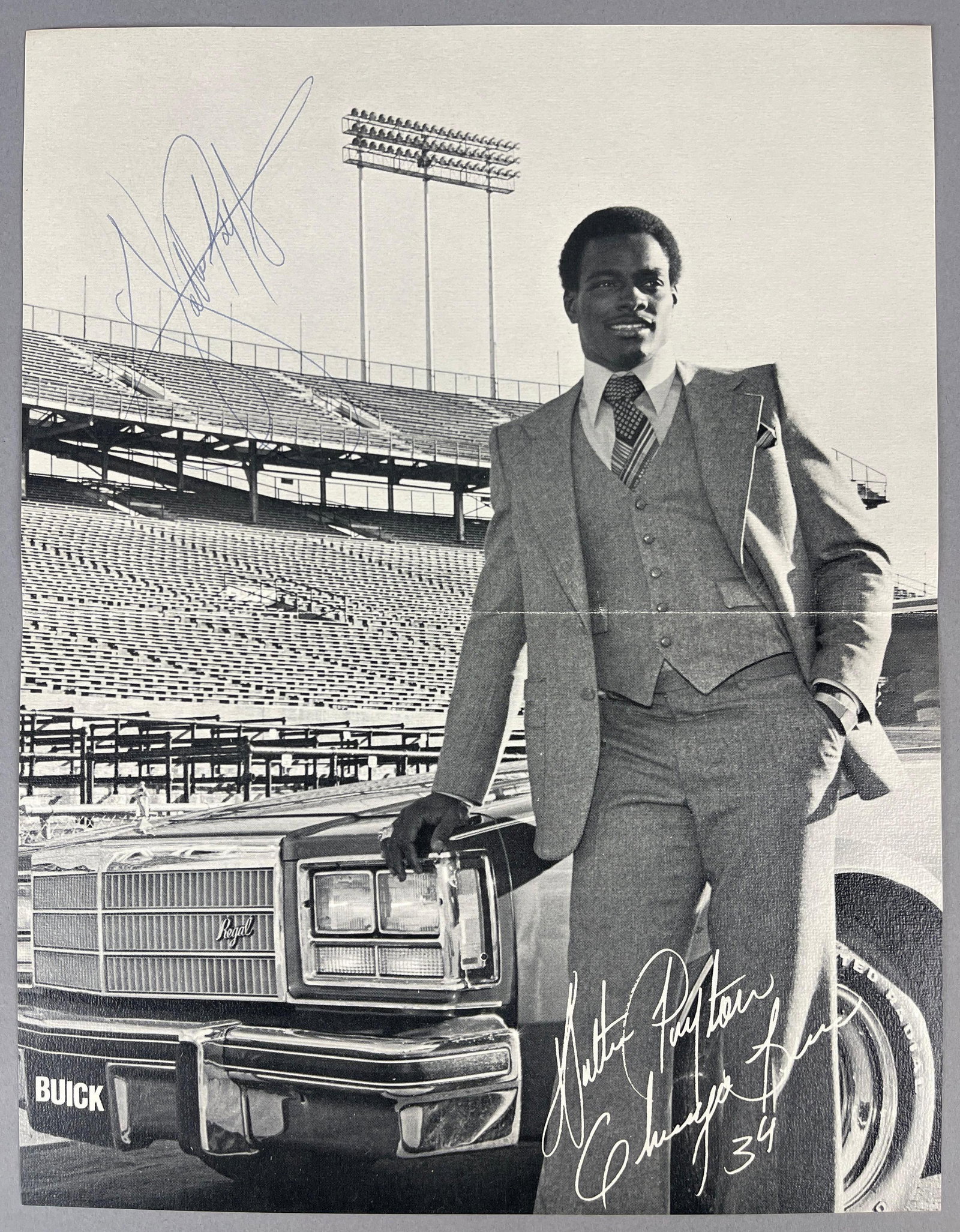 Rare 1977 Walter Payton Signed Buick Regal Dealer Ad with JSA COA (1 of 3)