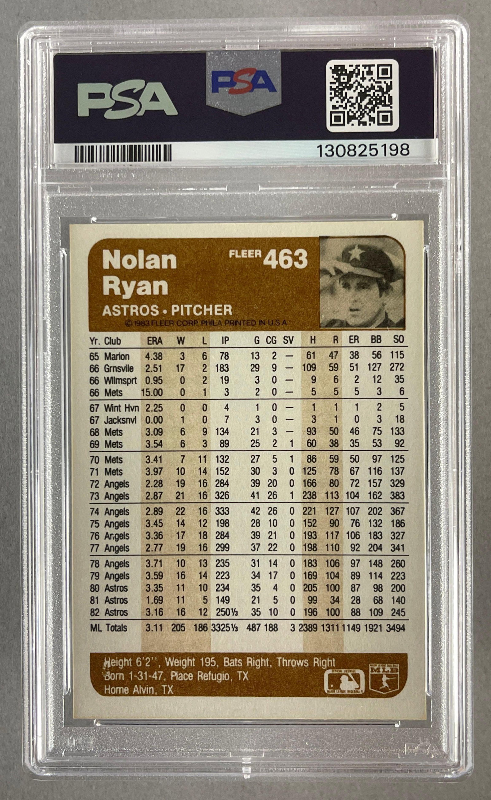 1983 Fleer Nolan Ryan #463 PSA 10 - 2