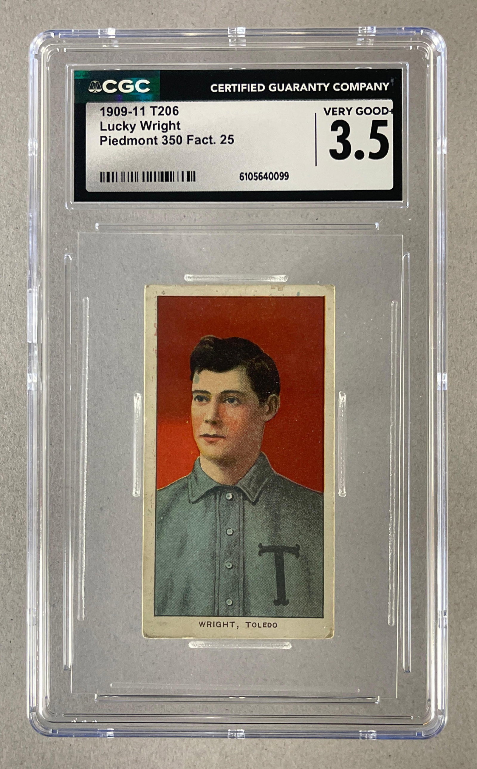 1909 - 11 T206 Lucky Wright Piedmont 350/25 CGC 3.5: 1909 - 11 T206 Lucky Wright Piedmont 350/25 CGC 3.5