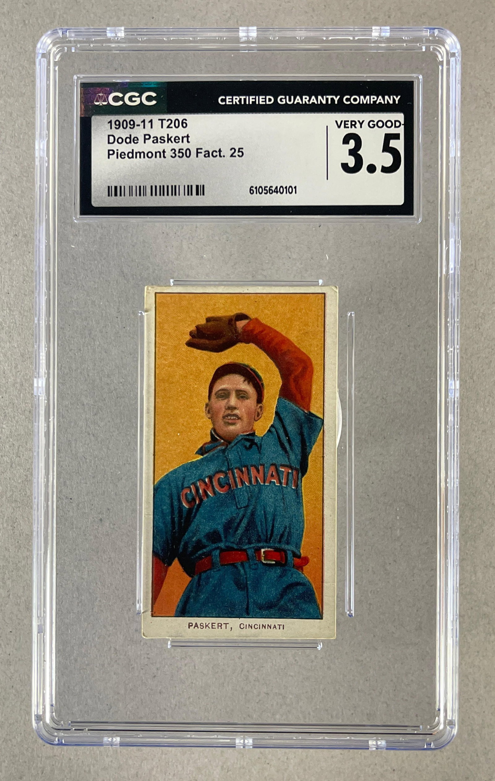 1909 - 11 T206 Dode Paskert Piedmont 350/25 CGC 3.5: 1909 - 11 T206 Dode Paskert Piedmont 350/25 CGC 3.5