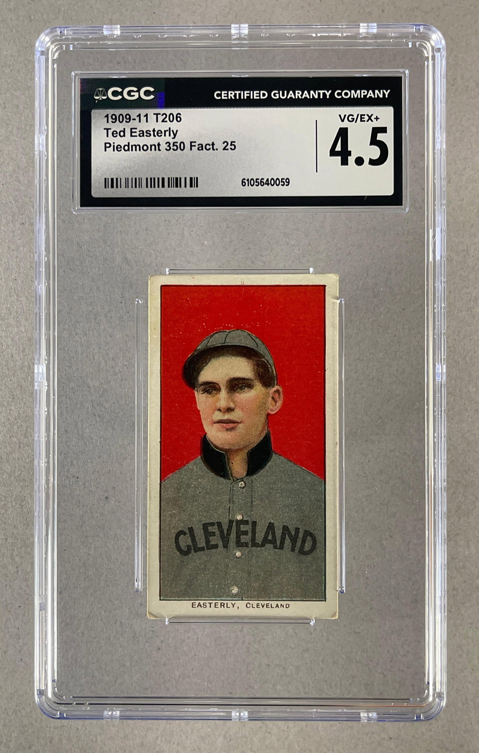 1909 - 11 T206 Ted Easterly Piedmont 350/25 CGC 4.5: 1909 - 11 T206 Ted Easterly Piedmont 350/25 CGC 4.5