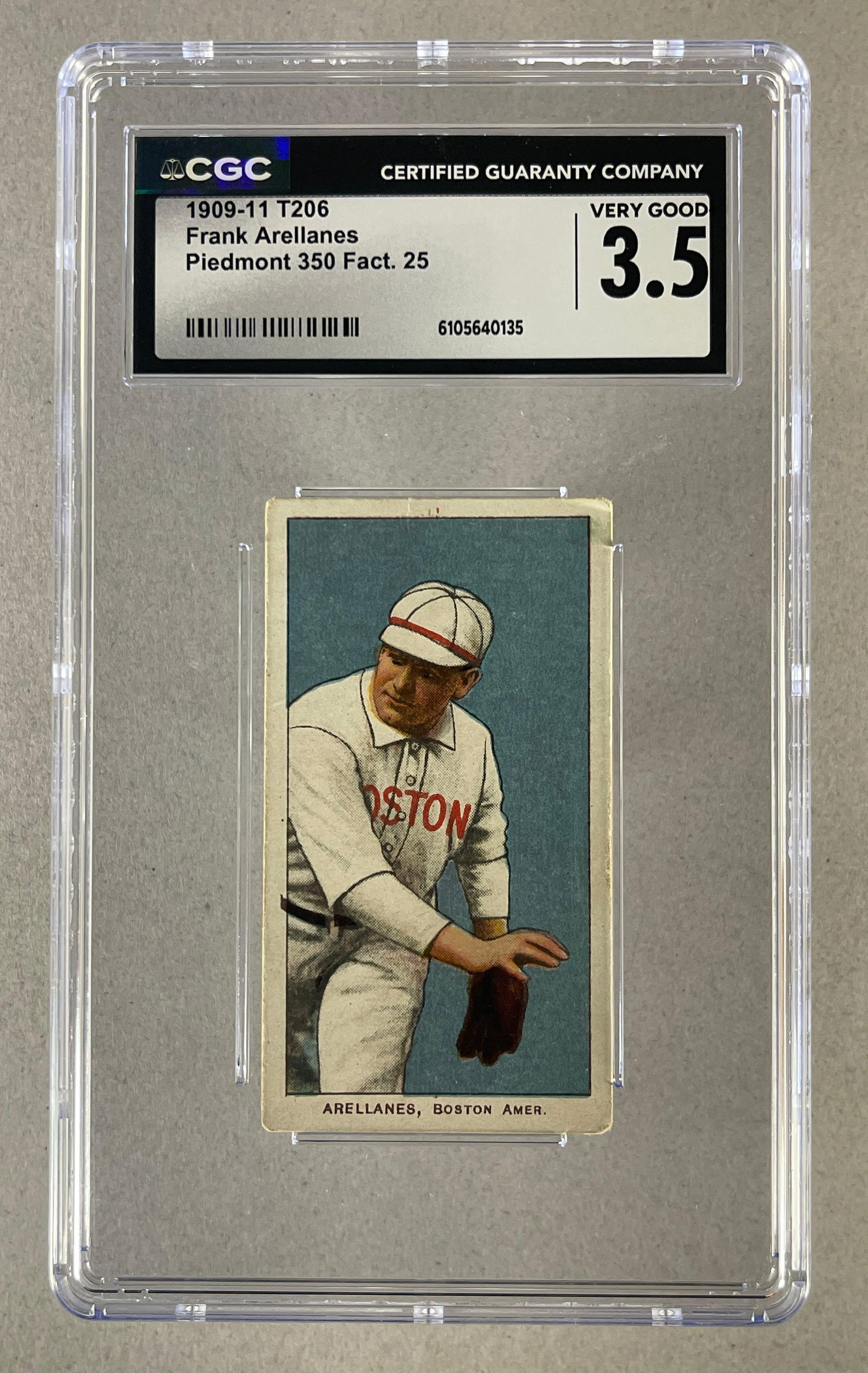 1909 - 11 T206 Frank Arellanes Piedmont 350/25 CGC 3.5: 1909 - 11 T206 Frank Arellanes Piedmont 350/25 CGC 3.5