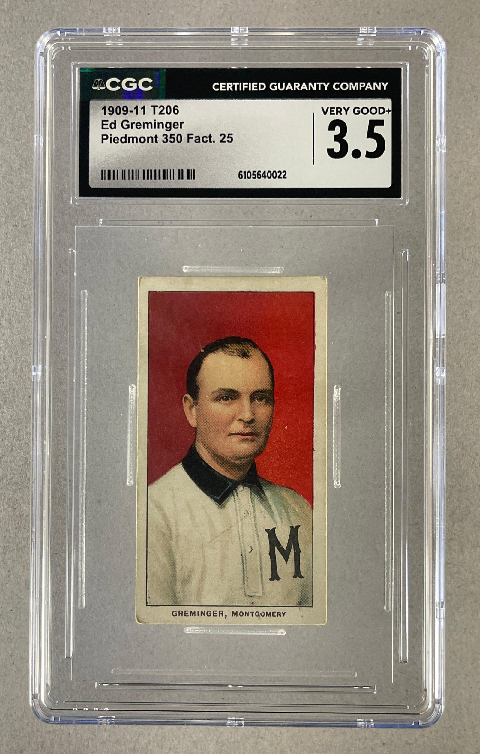 1909 - 11 T206 Ed Greminger Piedmont 350/25 CGC 3.5 (1 of 2)
