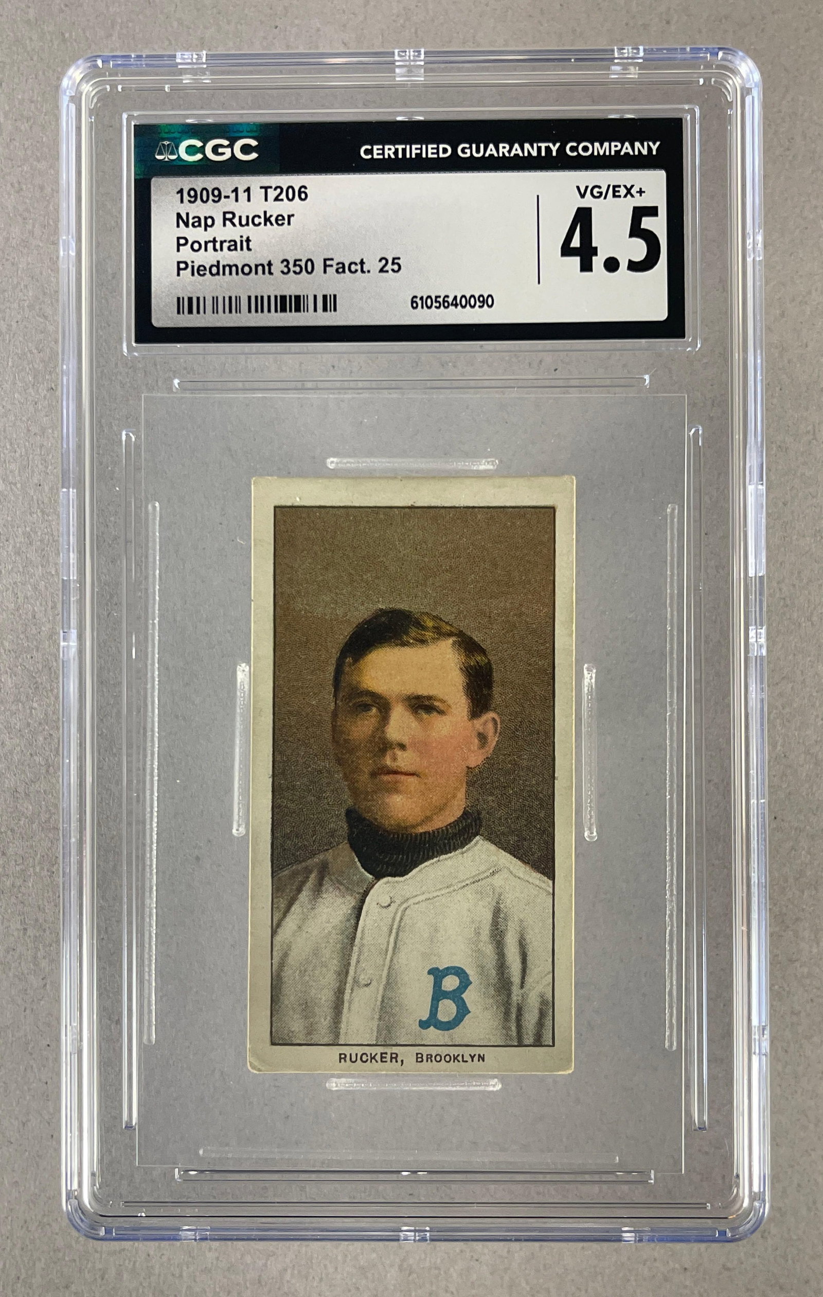 1909 - 11 T206 Nap Rucker Portrait Piedmont 350/25 CGC 4.5 (1 of 2)