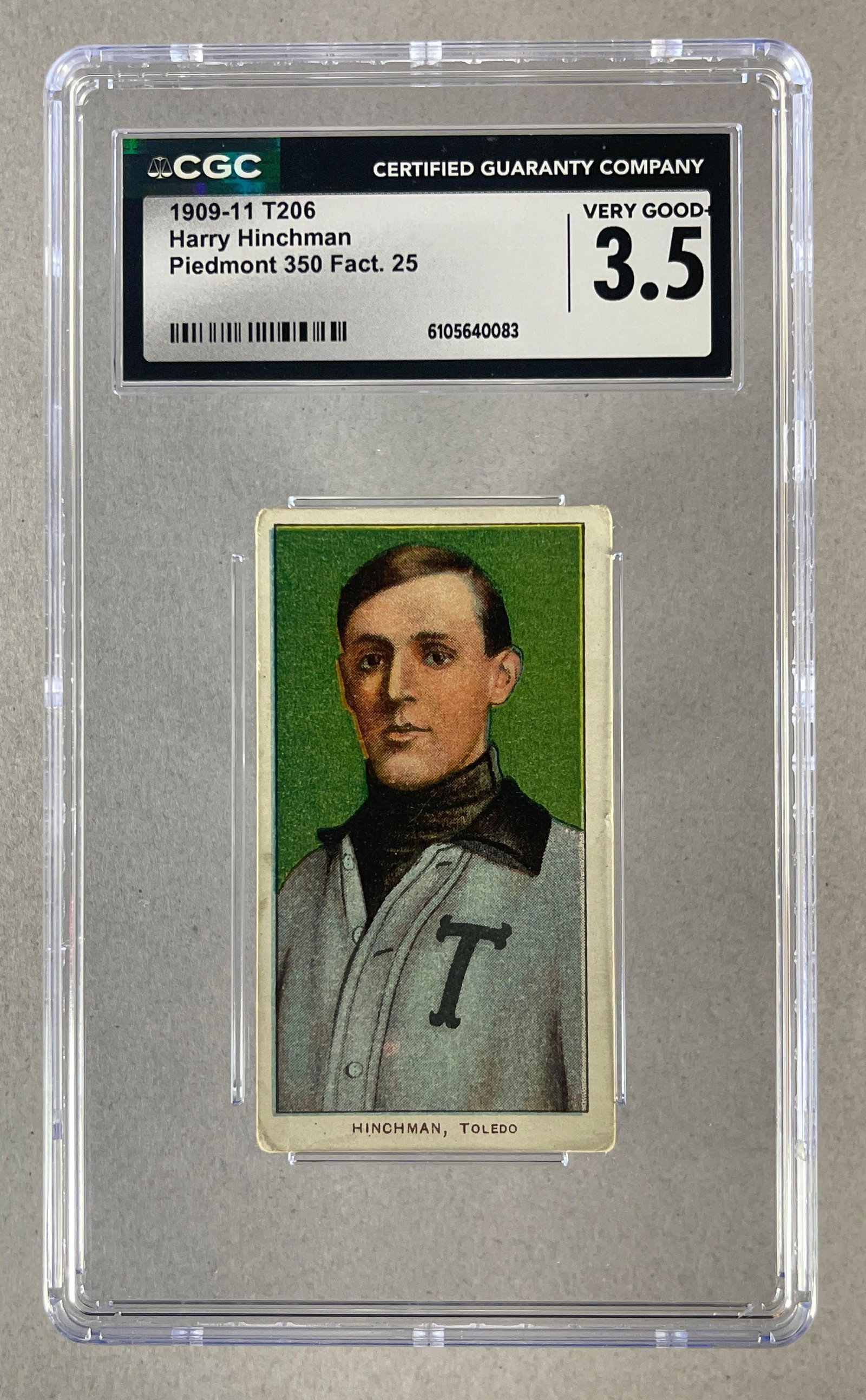 1909 - 11 T206 Harry Hinchman Toledo Piedmont 350/25 CGC 3.5 (1 of 2)