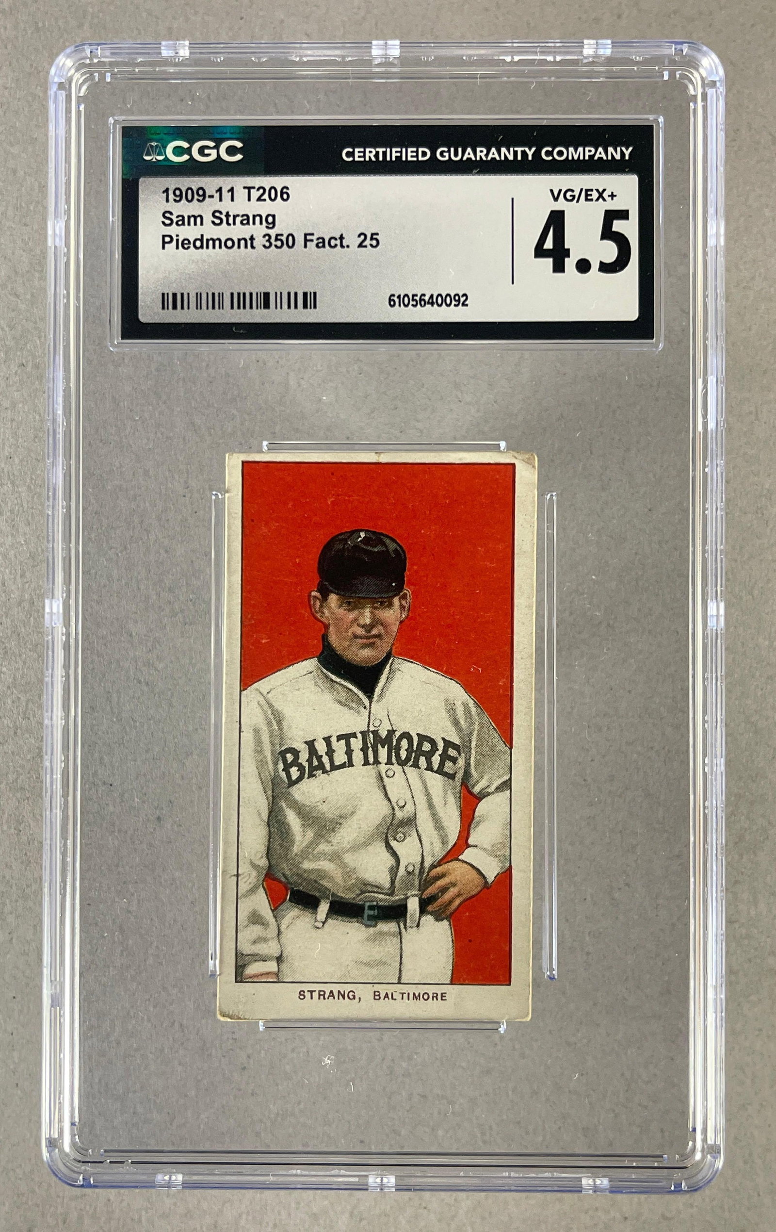 1909 - 11 T206 Sam Strang Piedmont 350/25 CGC 4.5 (1 of 2)