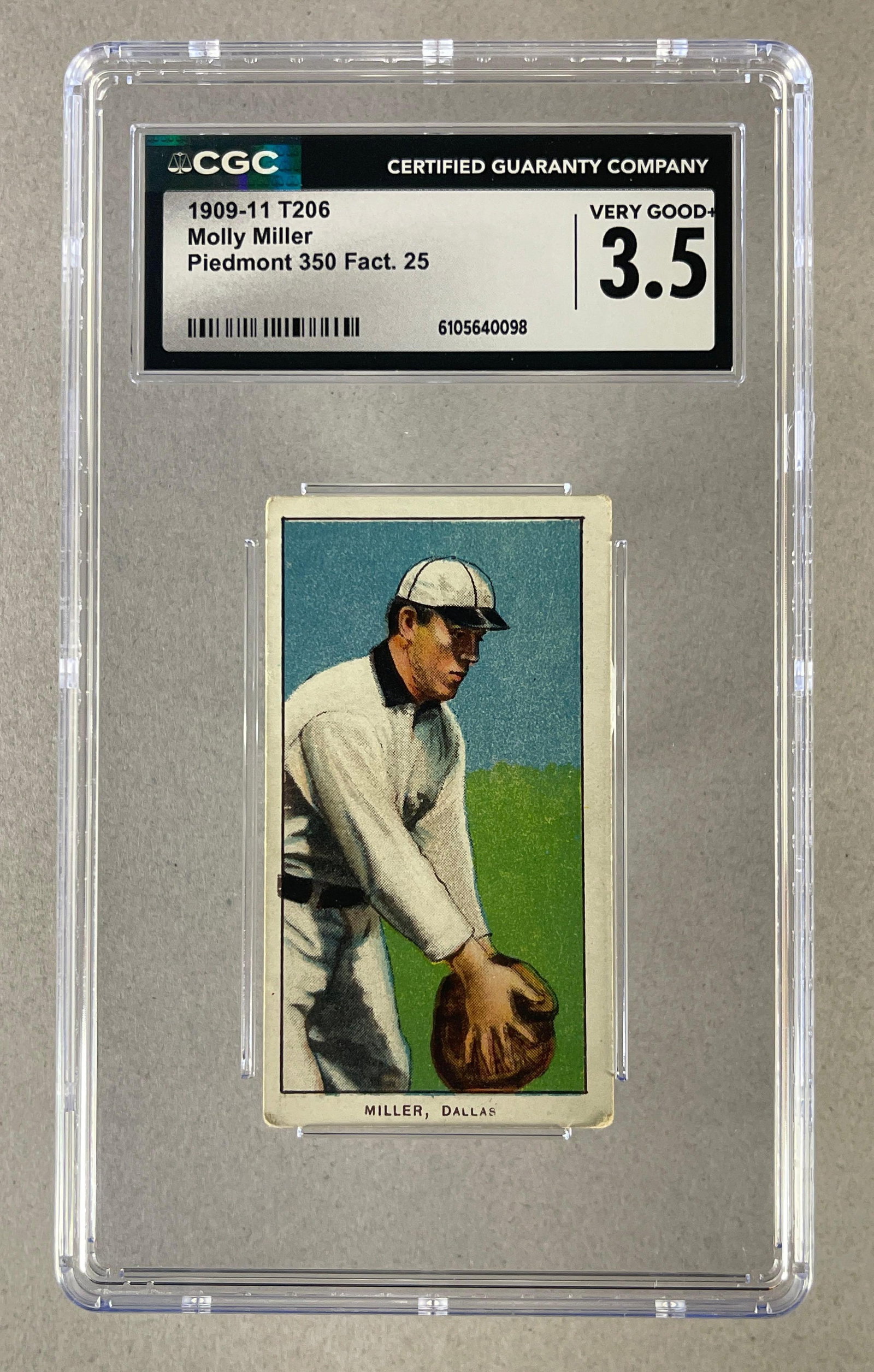 1909 - 11 T206 Molly Miller Dallas Piedmont 350/25 CGC 3.5 (1 of 2)