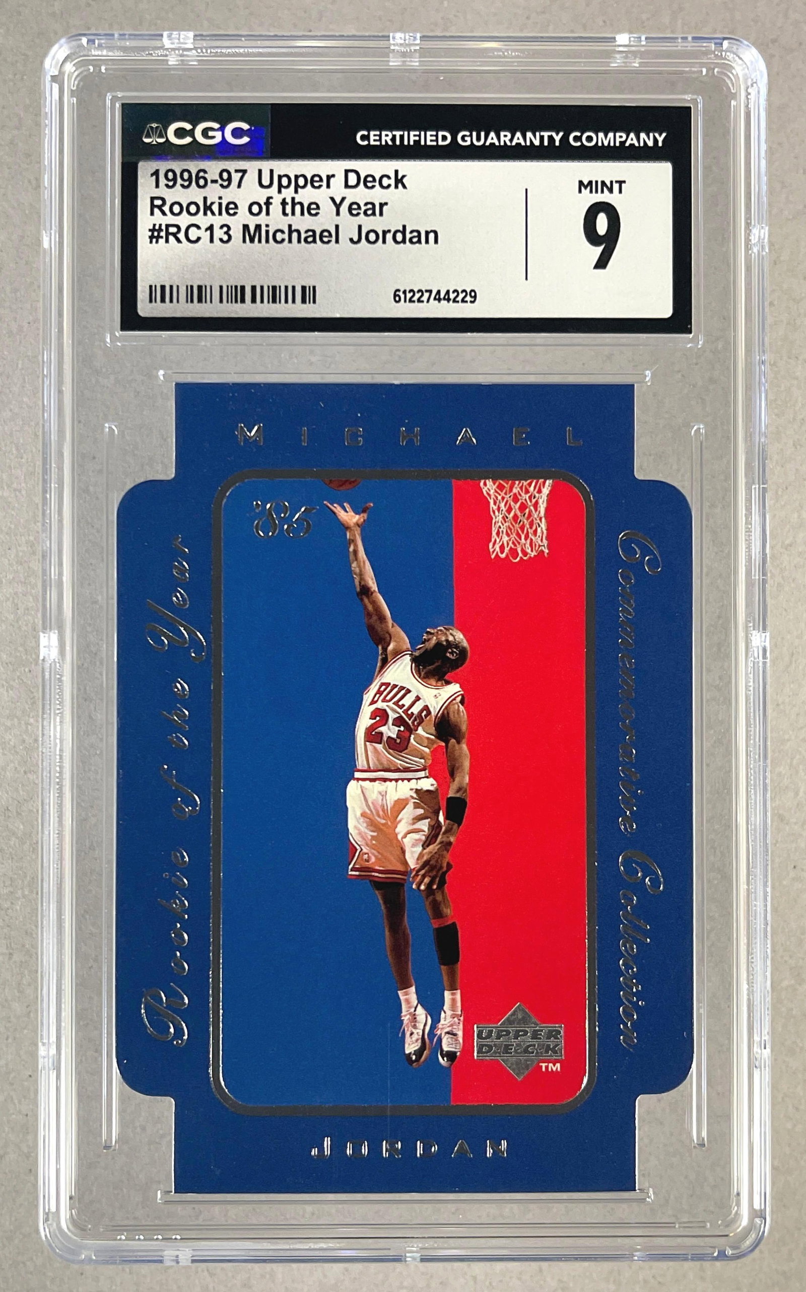 1996 - 97 Upper Deck Rookie of the Year Michael Jordan #RC13 CGC 9: 1996 - 97 Upper Deck Rookie of the Year Michael Jordan #RC13 CGC 9