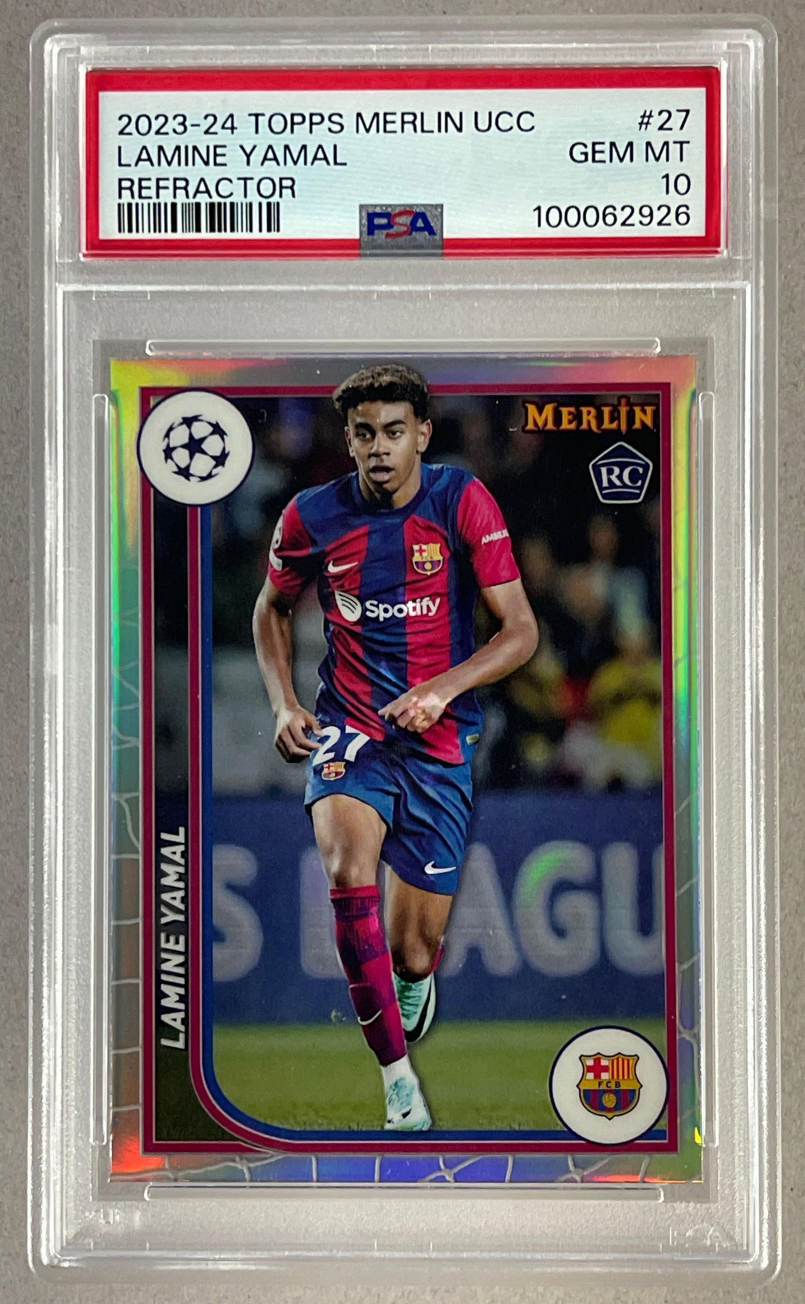 2023 - 24 Topps Merlin UCC Refractor LaMine Yamal #27 PSA 10 (1 of 2)