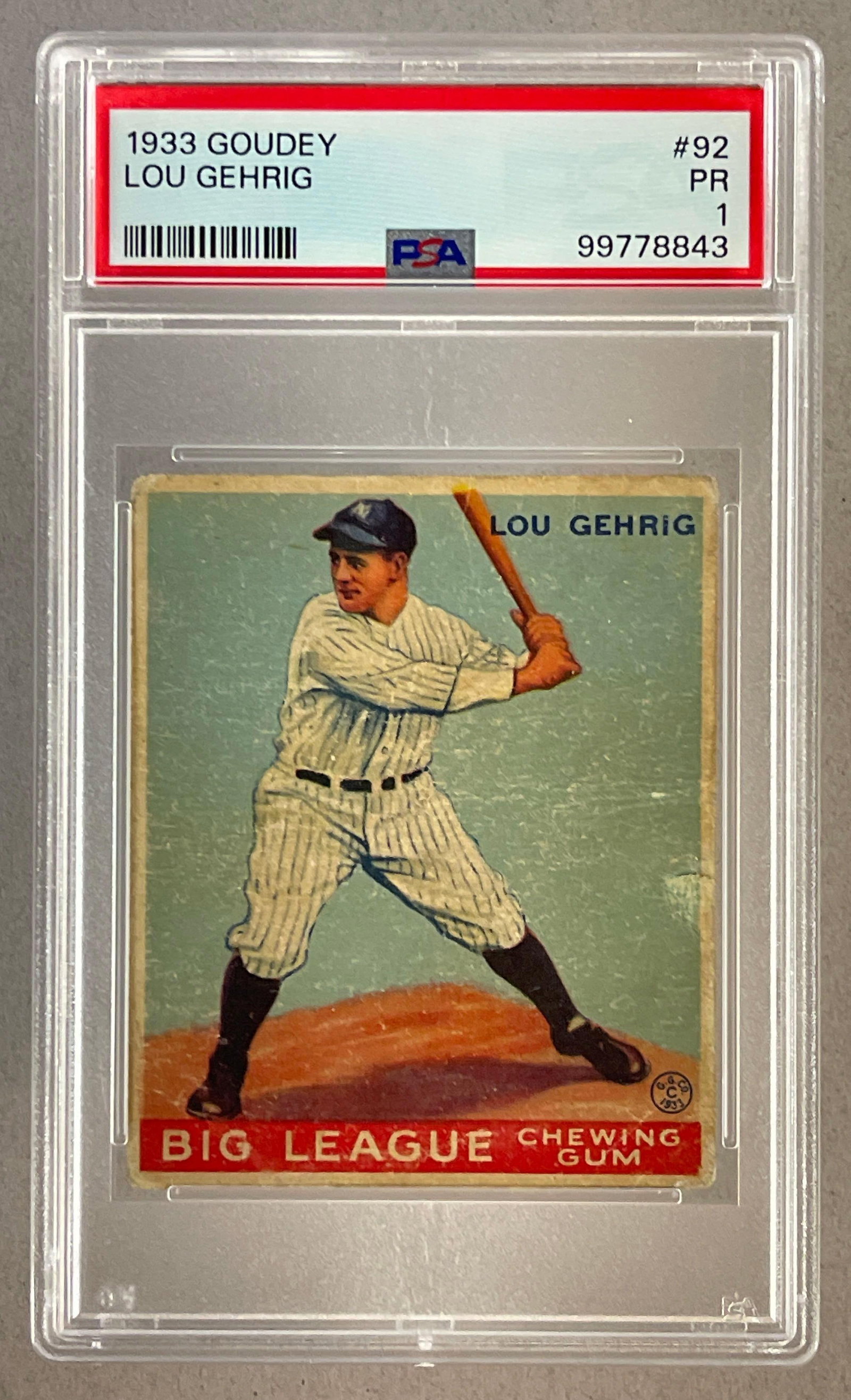 1933 Goudey Lou Gehrig #92 PSA 1 (1 of 2)