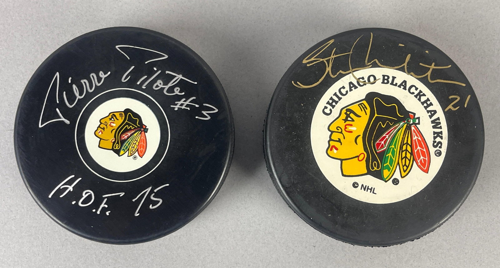 Stan Mikita and Pierre Pilote Signed Hockey Pucks with COAs (1 of 2)