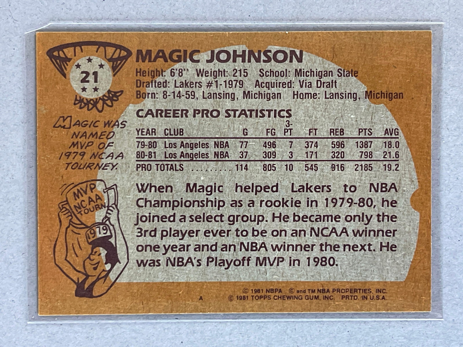 1981 Topps Magic Johnson #21 - 2