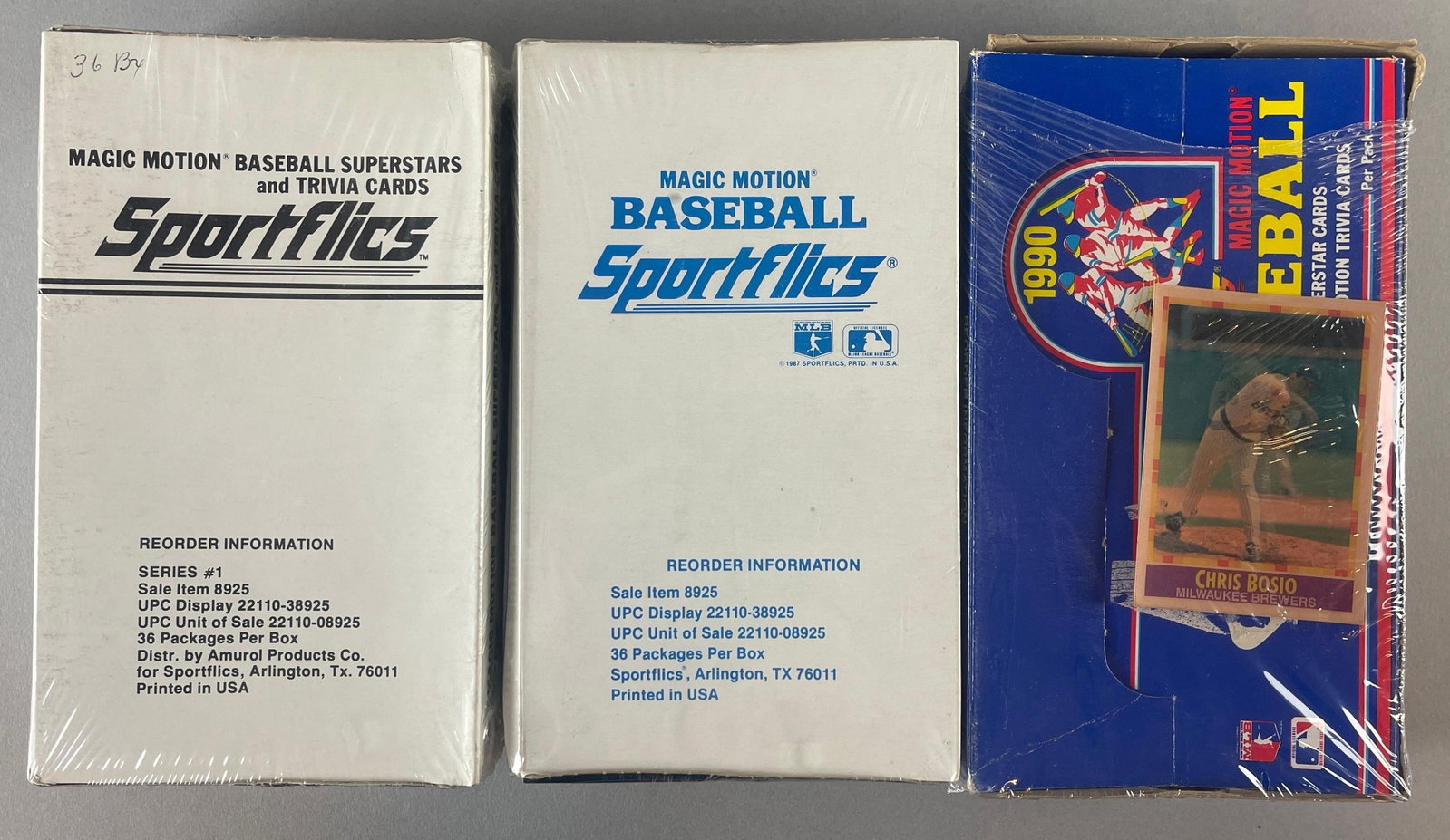 1986, 87, and 90 Sportflics Baseball Sealed Wax Boxes: 1986, 87, and 90 Sportflics Baseball Sealed Wax Boxes
