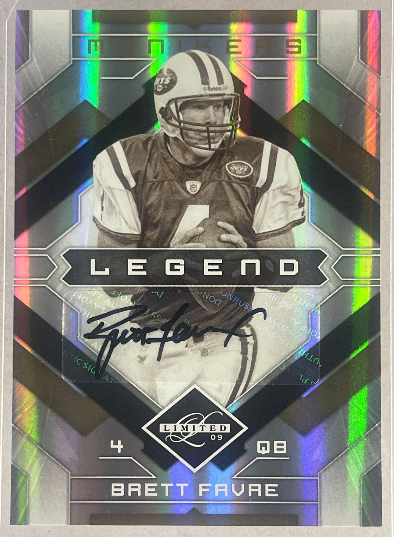 2009 Leaf Limited Monikers Legend Auto Brett Favre 4/25: 2009 Leaf Limited Monikers Legend Auto Brett Favre #106 4/25 Matching jersey number