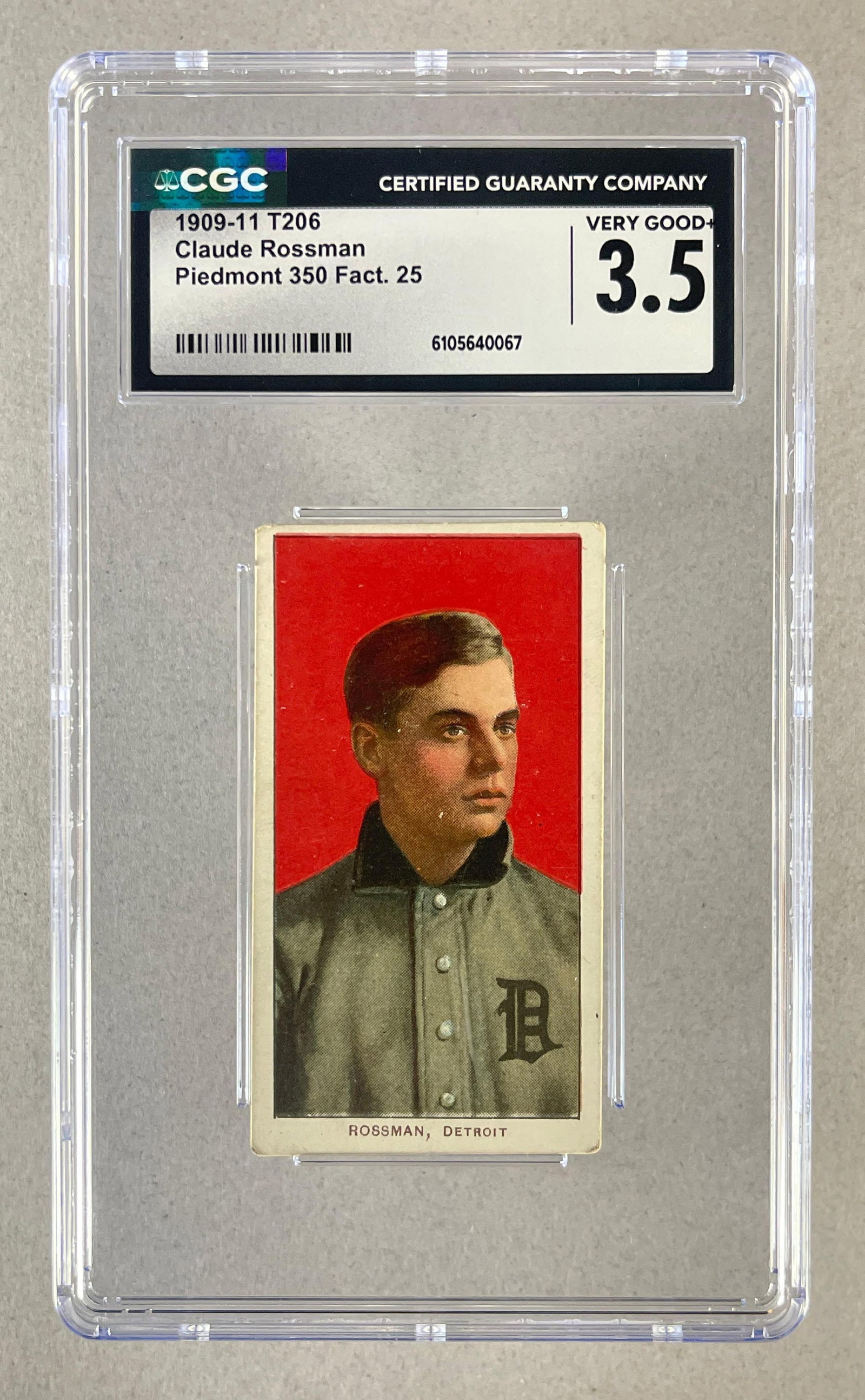 1909 - 11 T206 Claude Rossman Piedmont 350/25 CGC 3.5: 1909 - 11 T206 Claude Rossman Piedmont 350/25 CGC 3.5