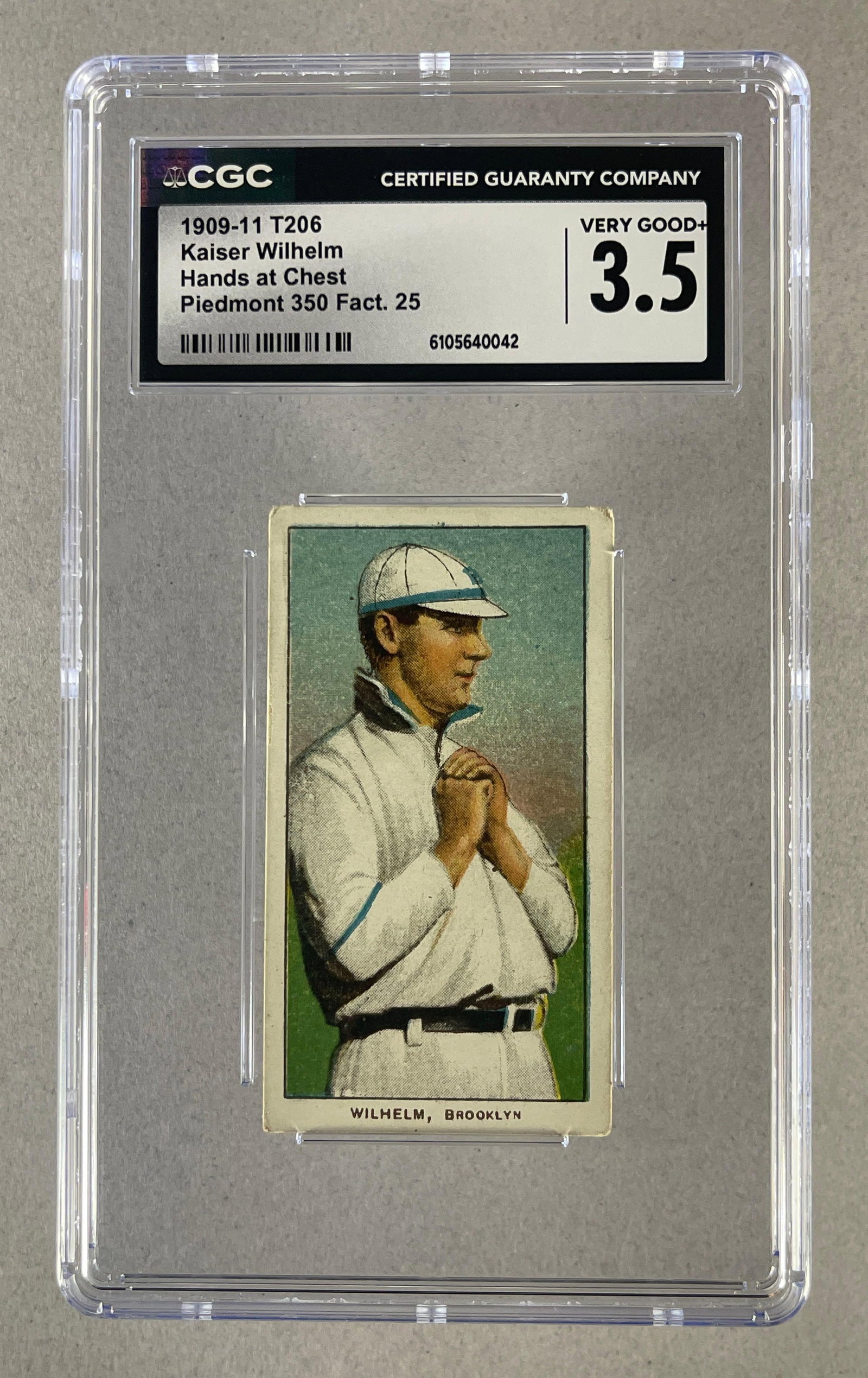 1909 - 11 T206 Kaiser Wilhelm Hands at Chest Piedmont 350/25 CGC 3.5: 1909 - 11 T206 Kaiser Wilhelm Hands at Chest Piedmont 350/25 CGC 3.5